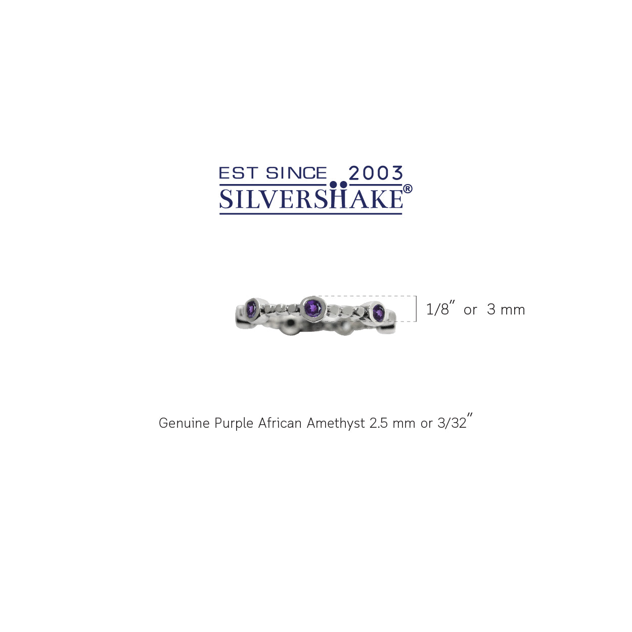Natural African Amethyst 925 Sterling Silver Stack Stackable Ring - Silvershake-store