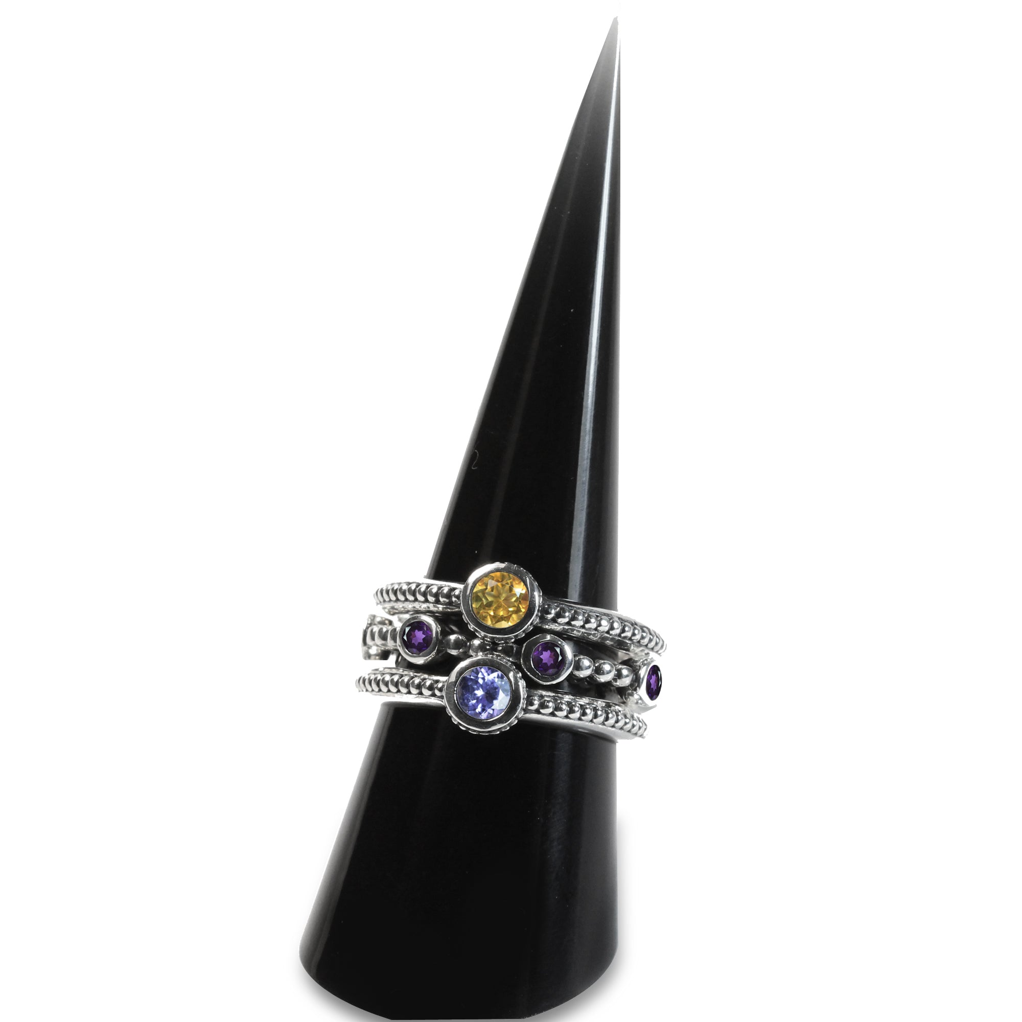 Natural African Amethyst 925 Sterling Silver Stack Stackable Ring - Silvershake-store