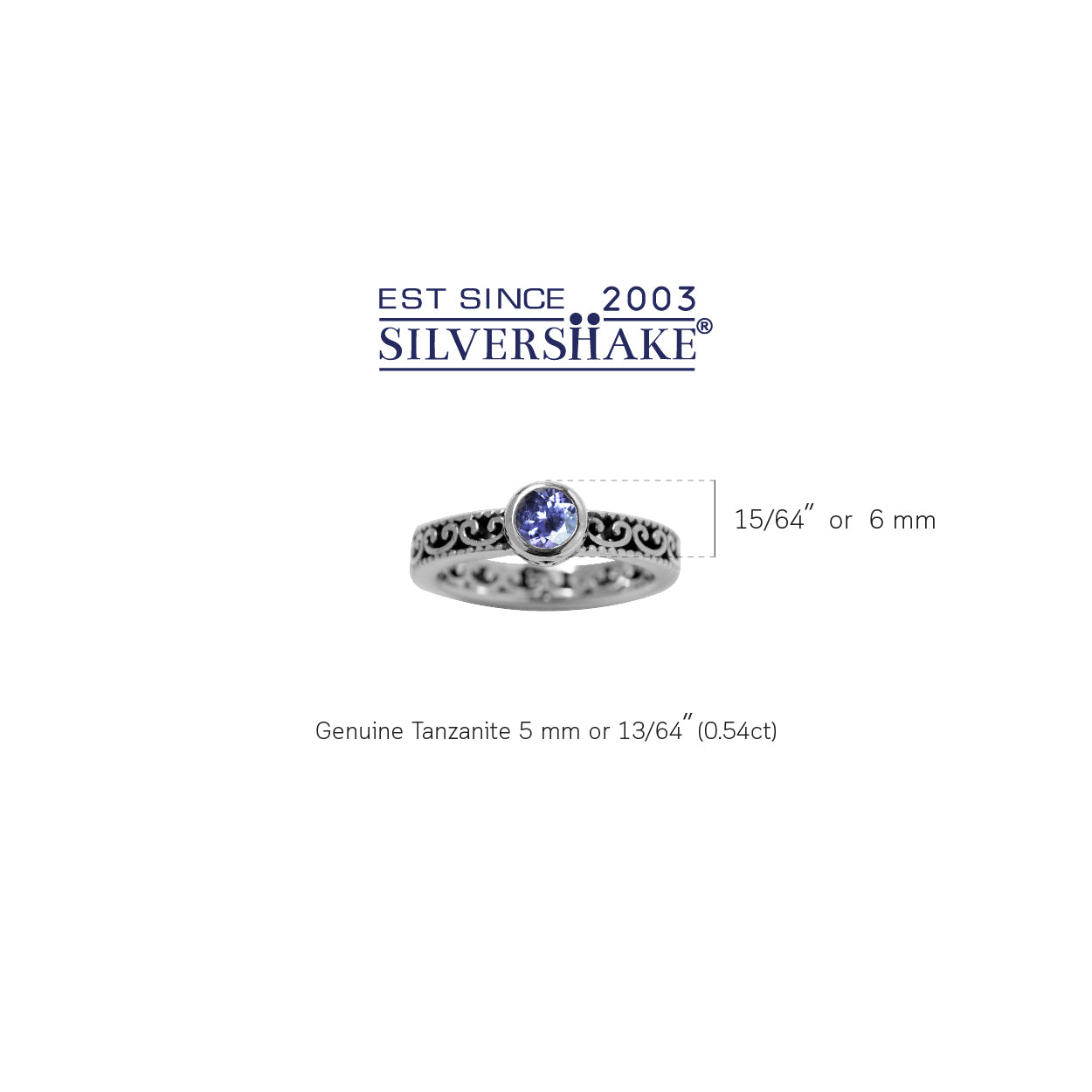 Genuine Tanzanite 925 Sterling Silver Stack Stackable Filigree Ring - Silvershake-store