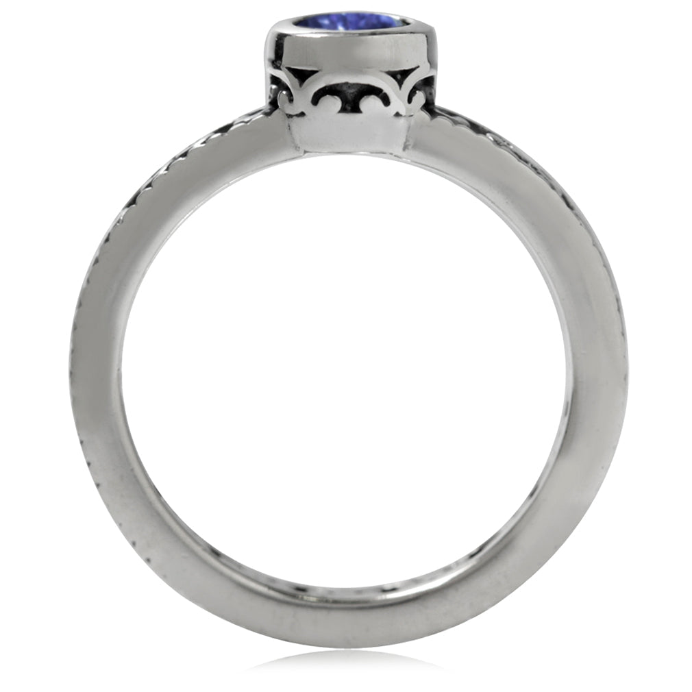 Genuine Tanzanite 925 Sterling Silver Stack Stackable Filigree Ring - Silvershake-store