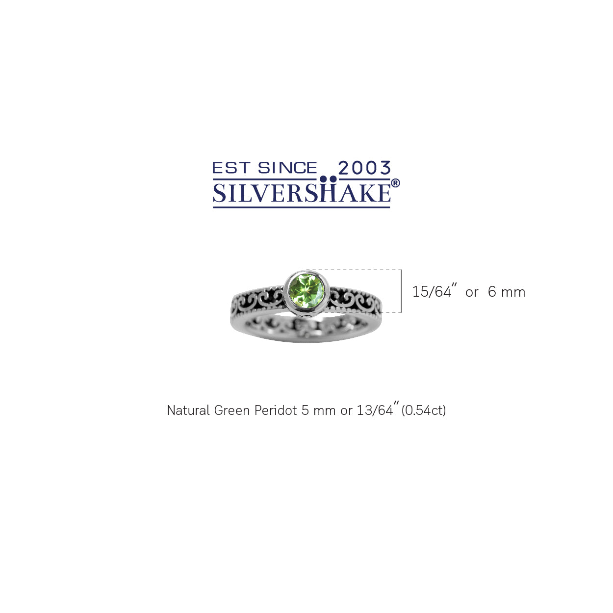 Natural Peridot 925 Sterling Silver Stack Stackable Filigree Ring - Silvershake-store