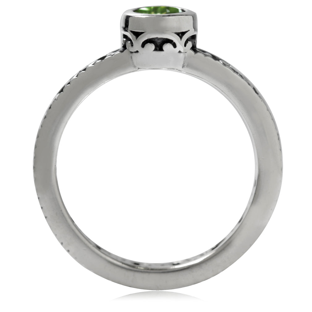 Natural Peridot 925 Sterling Silver Stack Stackable Filigree Ring - Silvershake-store