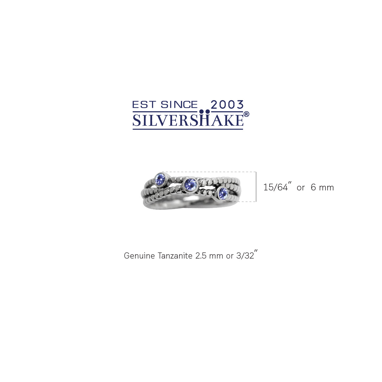 3 Stone Genuine Tanzanite 925 Sterling Silver Stack Stackable Ribbon Ring - Silvershake-store