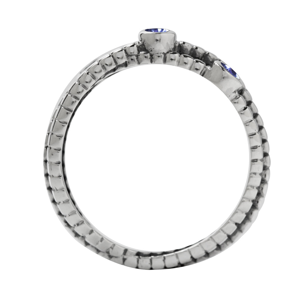 3 Stone Genuine Tanzanite 925 Sterling Silver Stack Stackable Ribbon Ring - Silvershake-store