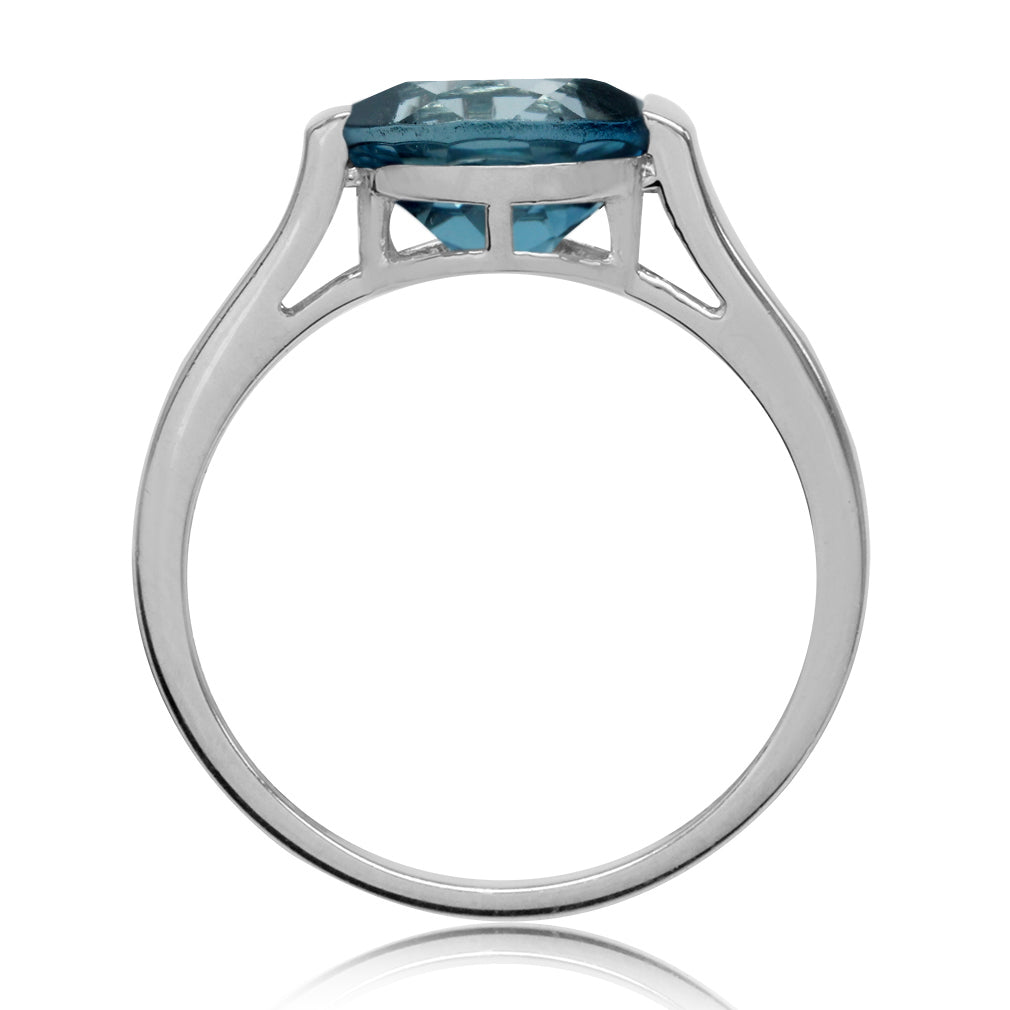 3.08ct. 10X8mm Genuine Oval Shape London Blue Topaz 925 Sterling Silver East-West Solitaire Ring - Silvershake-store