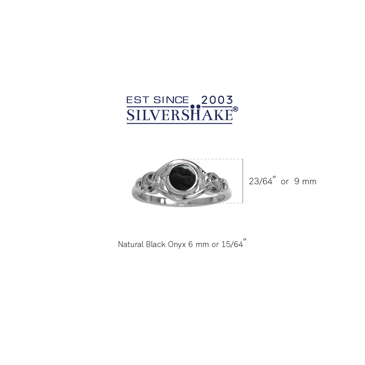 Created Black Onyx 925 Sterling Silver Celtic Knot Solitaire Ring - Silvershake-store
