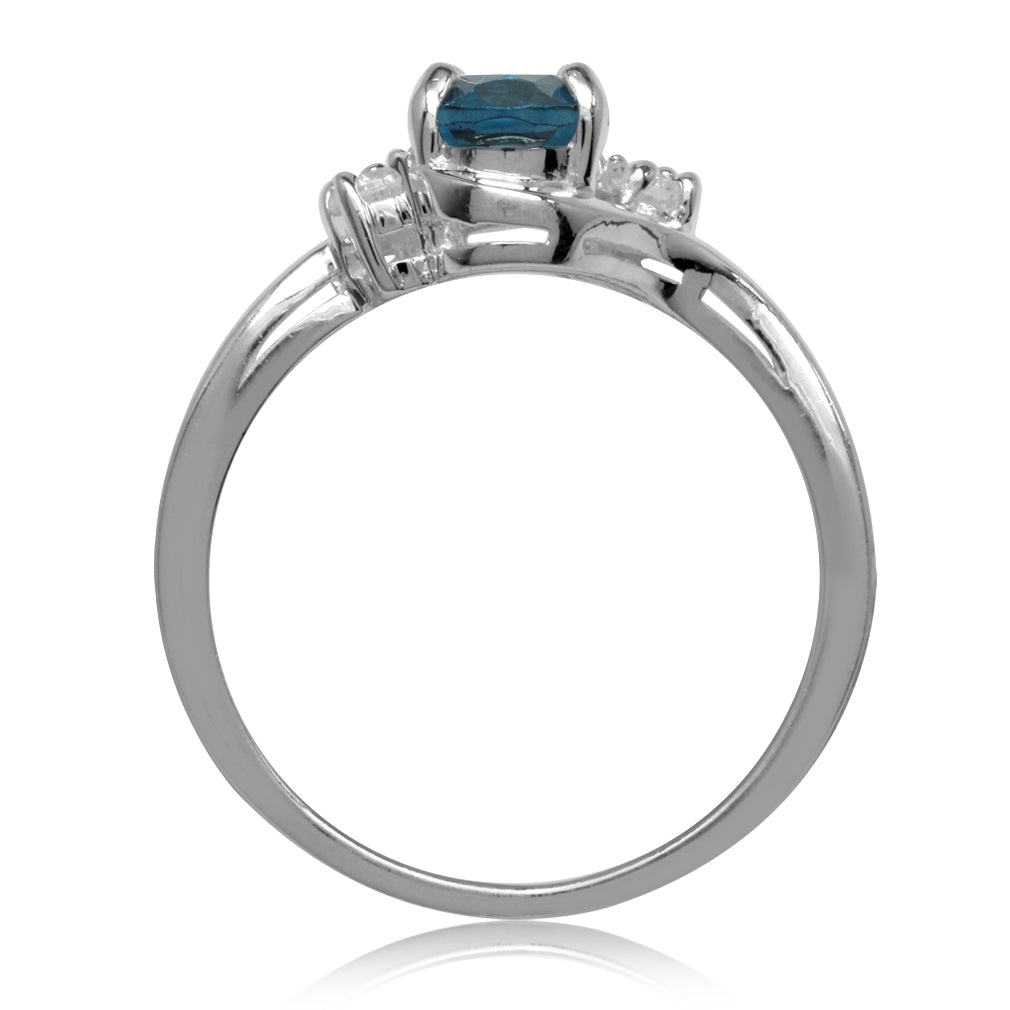 1.43ct. Genuine London Blue and White Topaz 925 Sterling Silver Engagement Ring - Silvershake-store