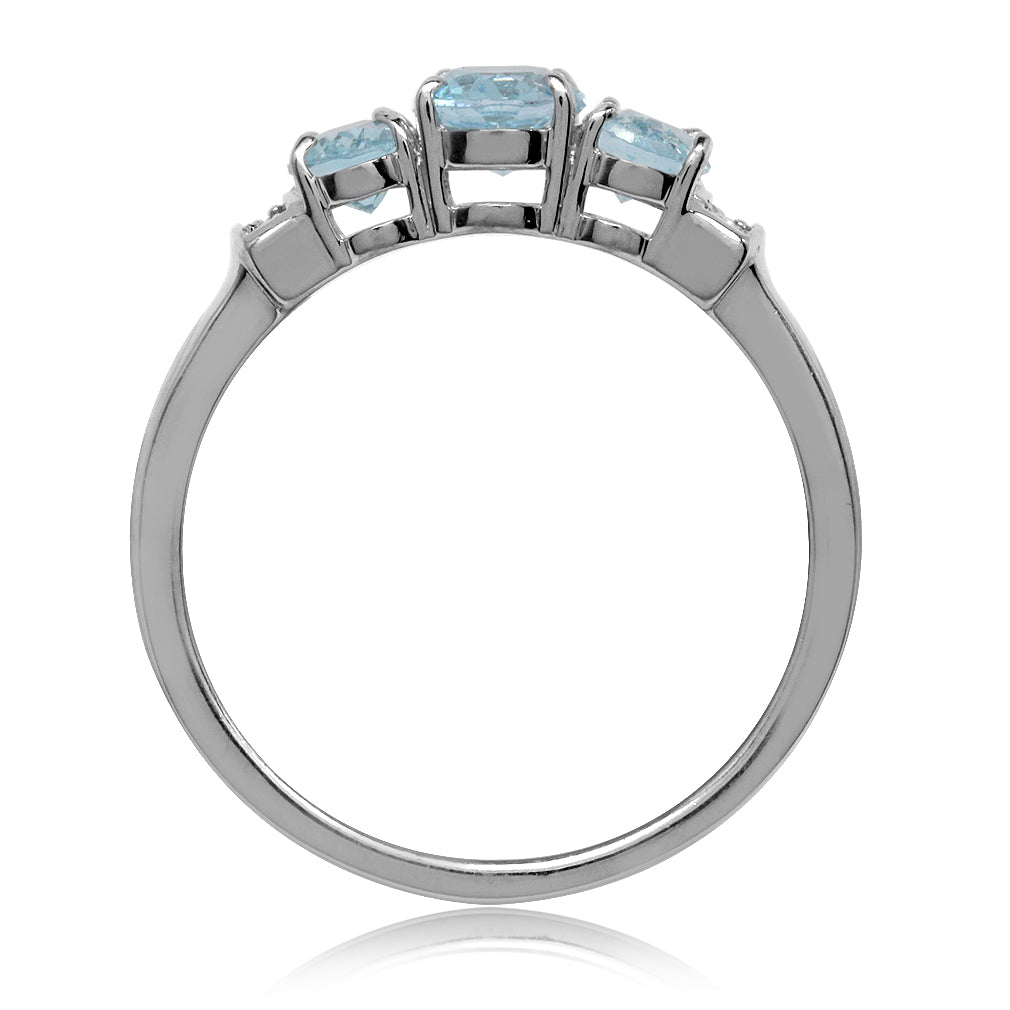 2.06ct. 3-Stone Genuine Blue Topaz White Gold Plated 925 Sterling Silver Ring silvershake