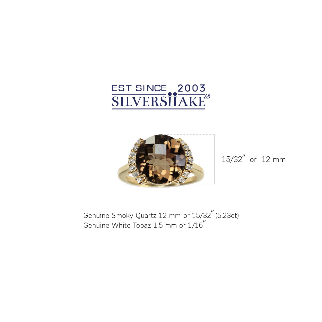 5.23ct. Natural Smoky Quartz and White Topaz 14K Yellow Gold Plated 925 Sterling Silver Cocktail Ring - Silvershake-store