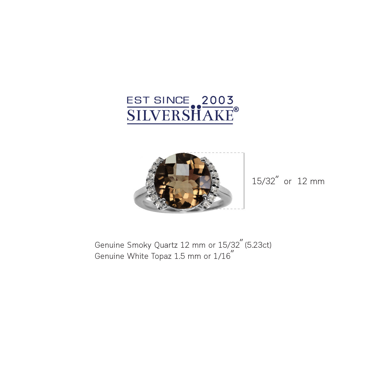 5.23ct. Natural Smoky Quartz and Topaz White Gold Plated 925 Sterling Silver Cocktail Ring - Silvershake-store