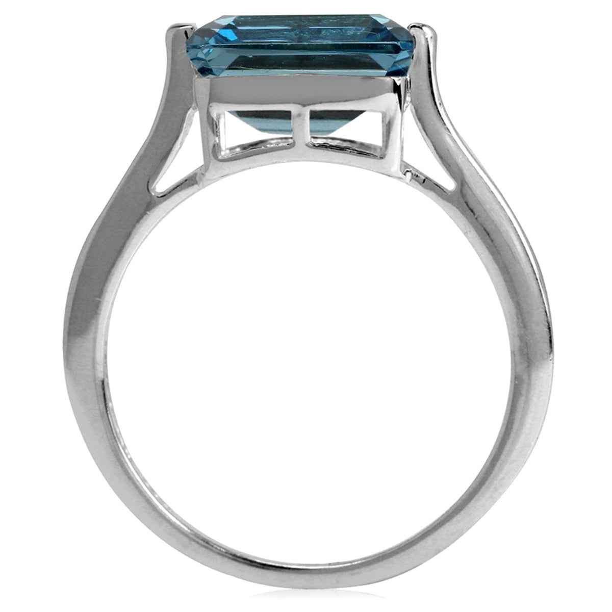 3.8ct. 10x8MM Octagon Genuine London Blue Topaz 925 Sterling Silver East-West Solitaire Ring