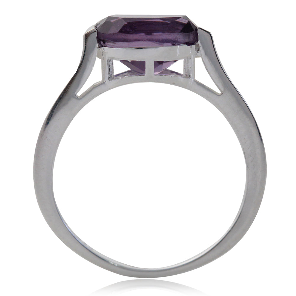 2.35ct. 10X8mm Genuine Oval Shape African Amethyst 925 Sterling Silver East-West Solitaire Ring - Silvershake-store