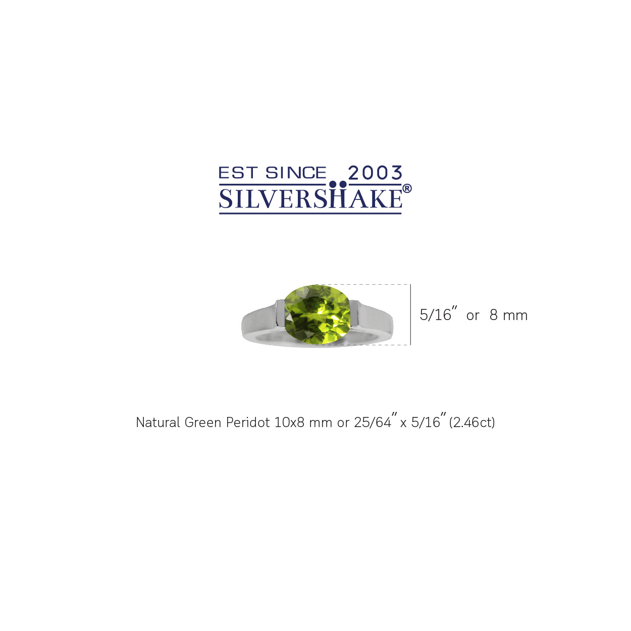 2.46ct. 10X8mm Natural Oval Shape Peridot White Gold Plated 925 Sterling Silver East-West Solitaire Ring - Silvershake-store