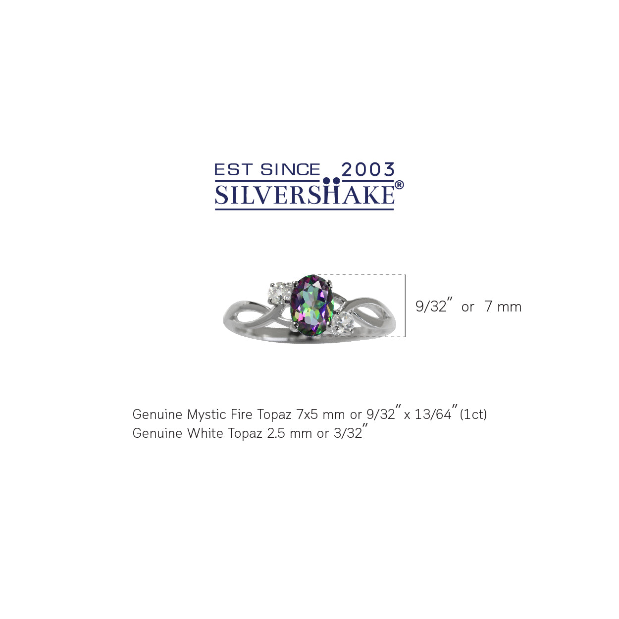 1ct. Mystic Fire Topaz White Gold Plated 925 Sterling Silver Engagement Ring - Silvershake-store