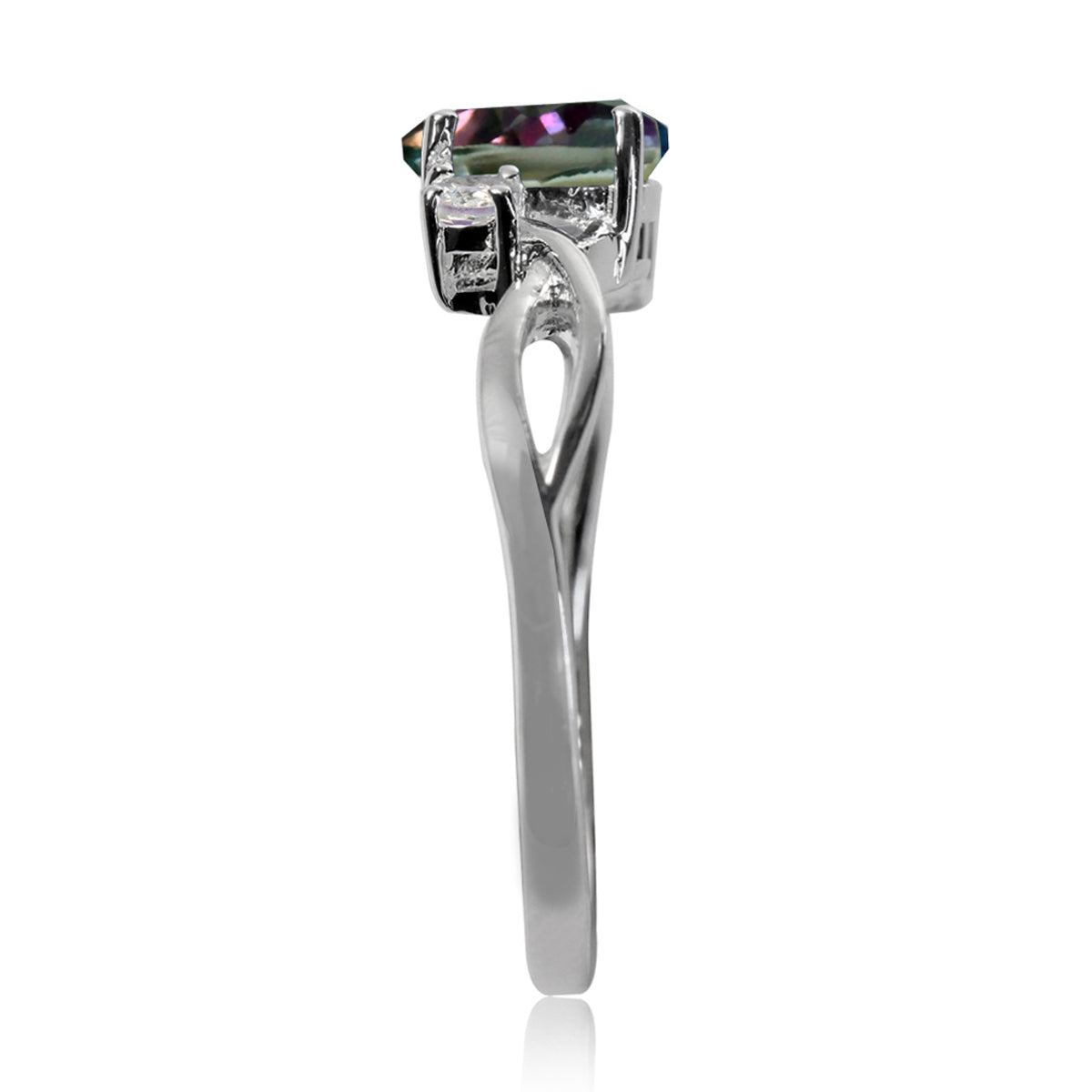 1ct. Mystic Fire Topaz White Gold Plated 925 Sterling Silver Engagement Ring - Silvershake-store