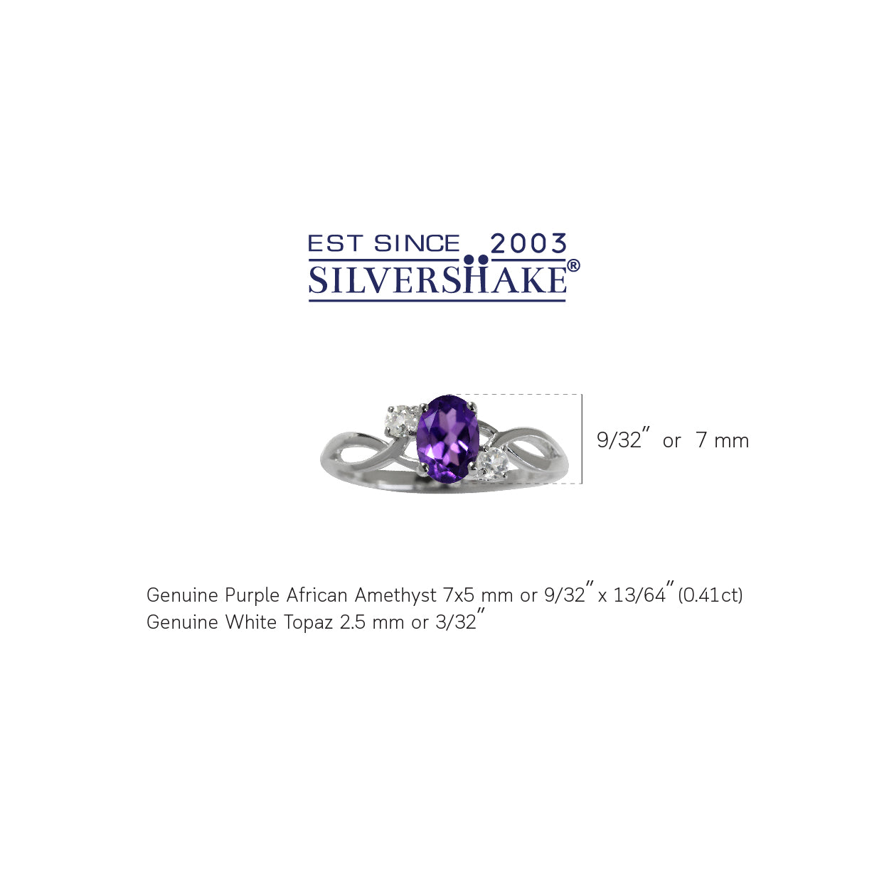 Genuine African Purple Amethyst and White Topaz 925 Sterling Silver Engagement Ring January Birthstone Gemstone - Silvershake-store
