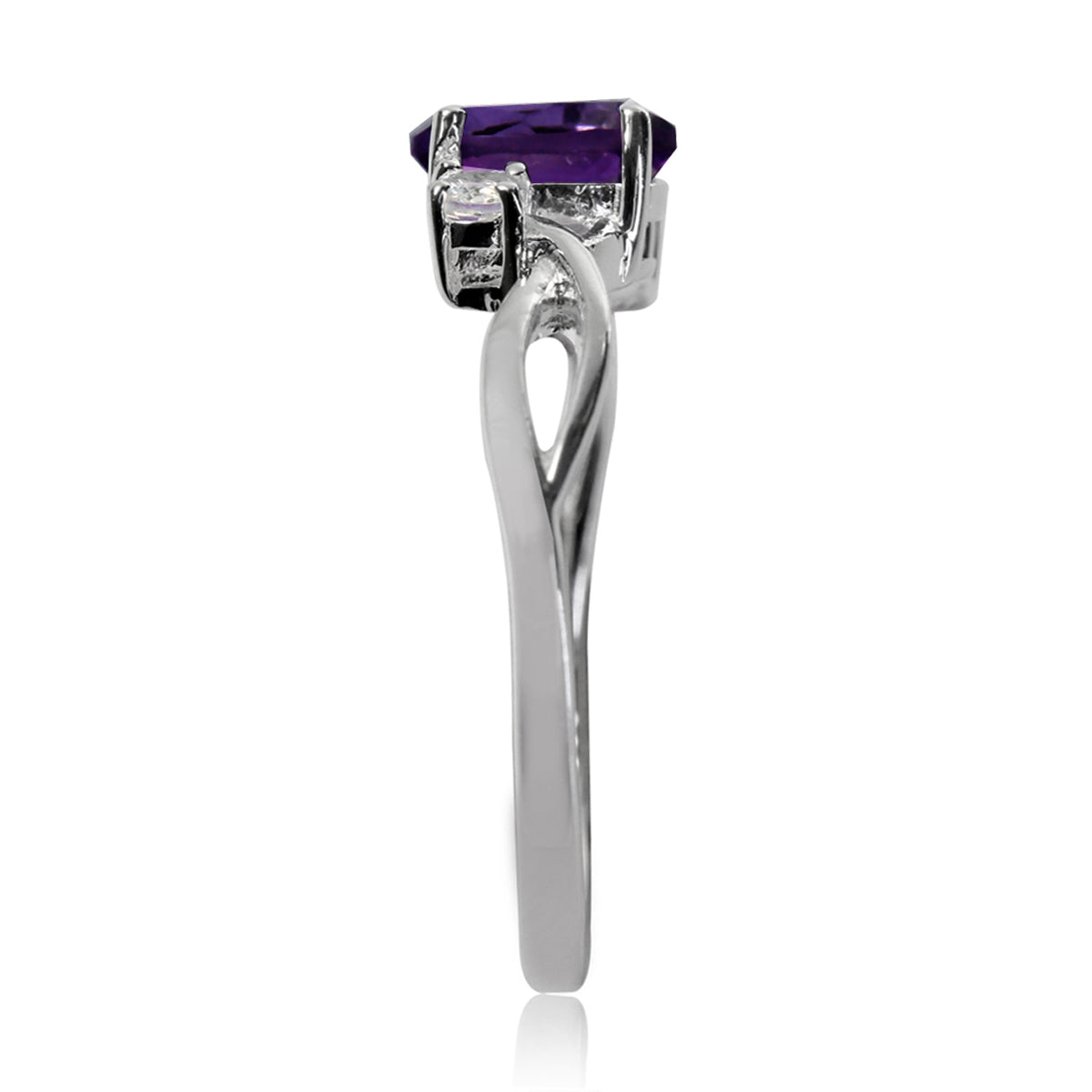 Genuine African Purple Amethyst and White Topaz 925 Sterling Silver Engagement Ring January Birthstone Gemstone - Silvershake-store