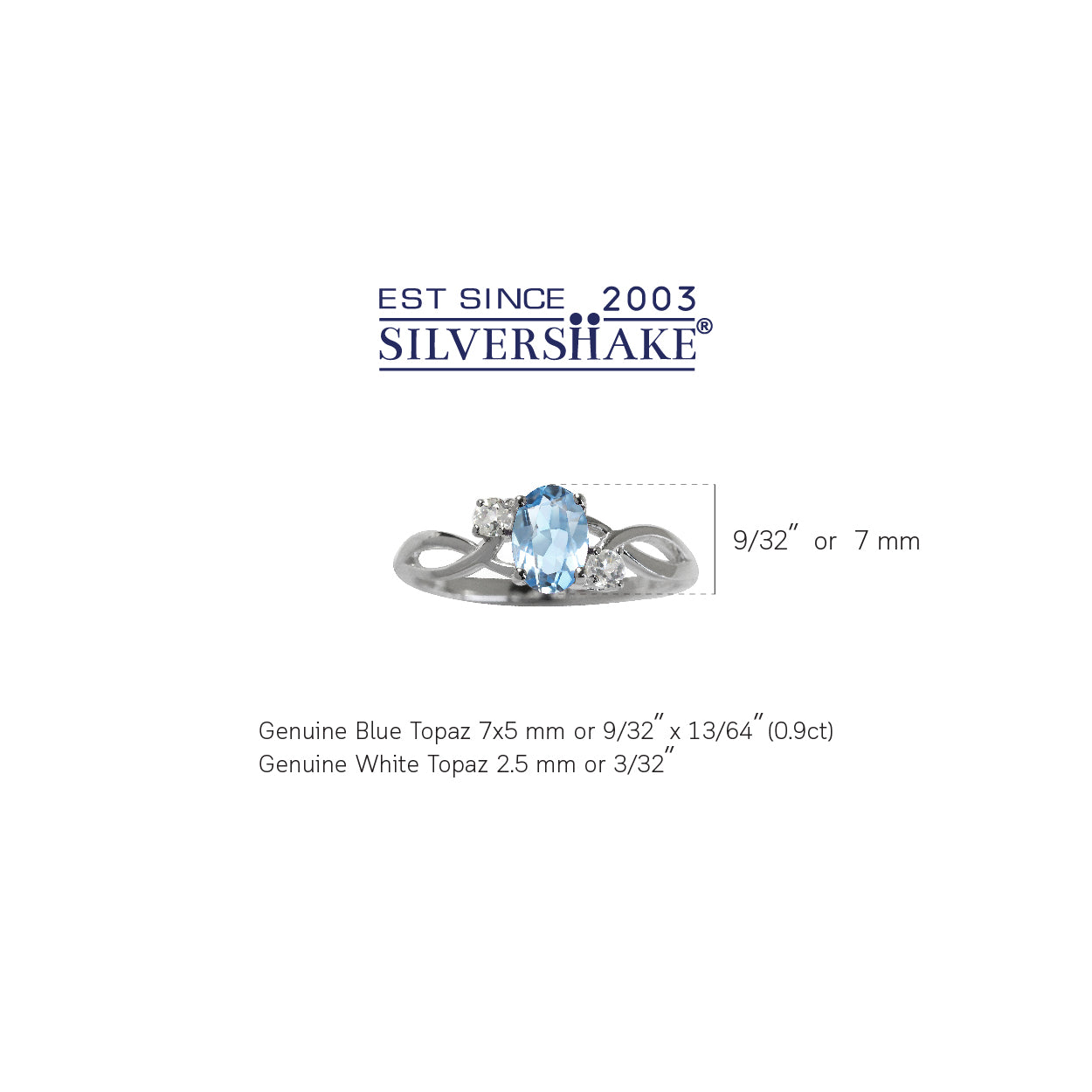 Genuine Blue Topaz White Gold Plated 925 Sterling Silver Engagement Ring - Silvershake-store