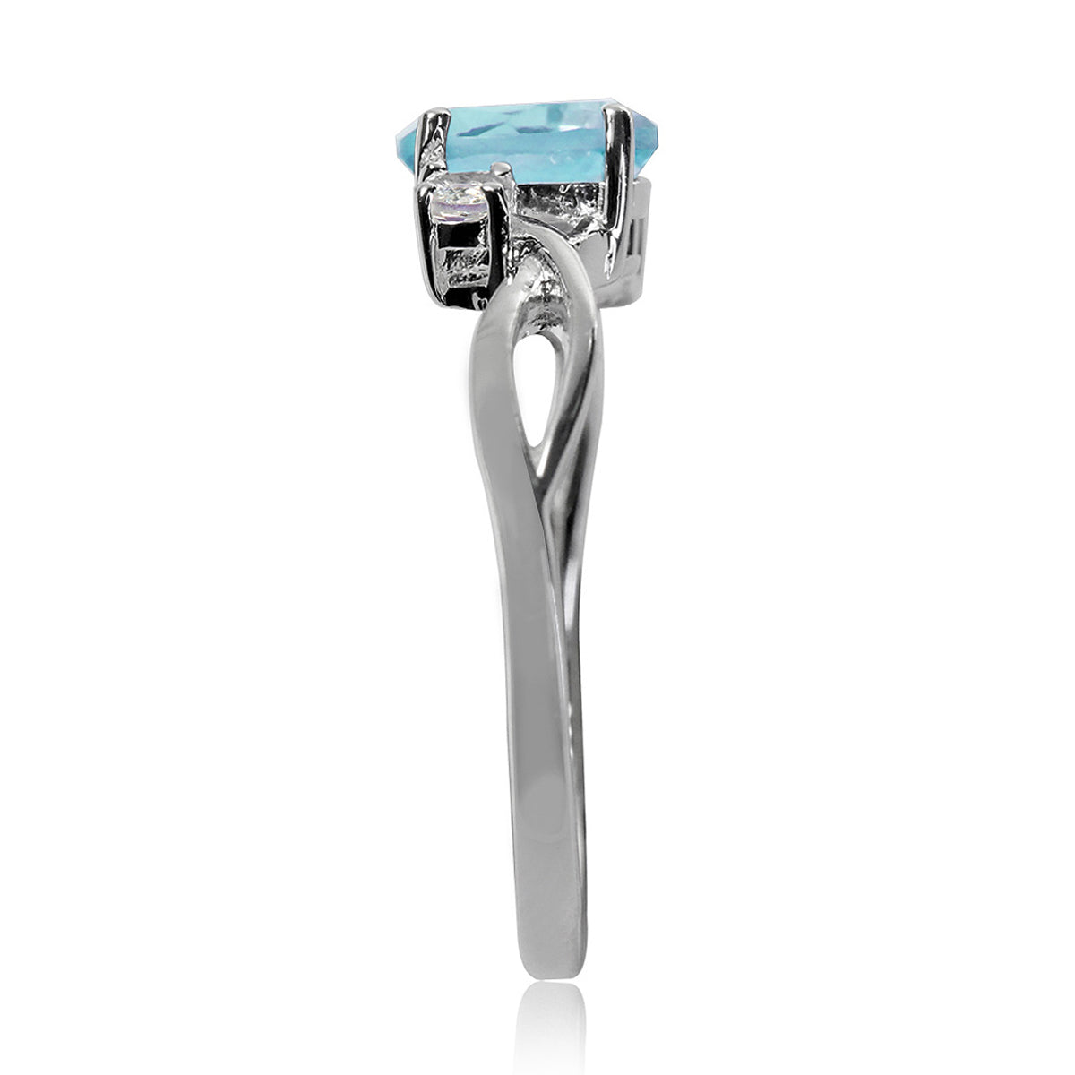 Genuine Blue Topaz White Gold Plated 925 Sterling Silver Engagement Ring - Silvershake-store