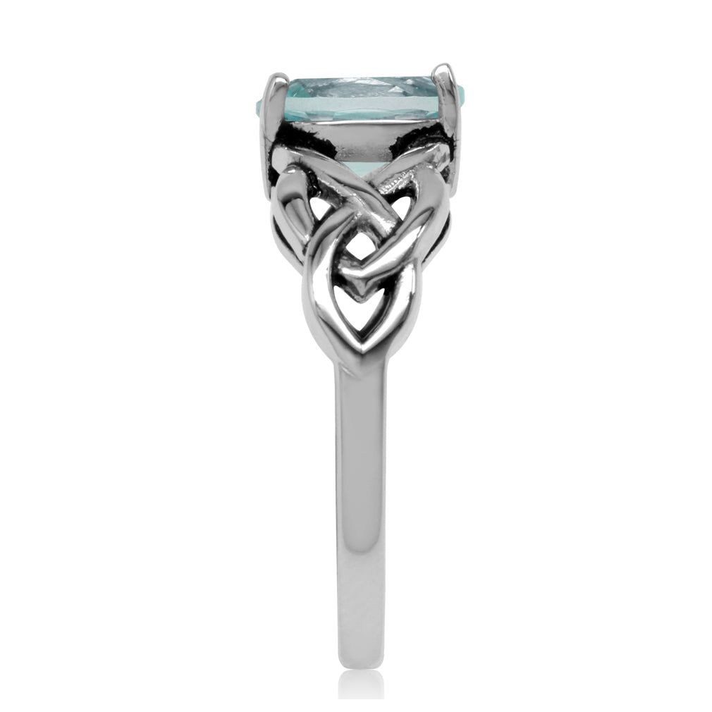 1.5ct. Genuine Blue Topaz 925 Sterling Silver Celtic Knot Solitaire Ring - Silvershake-store