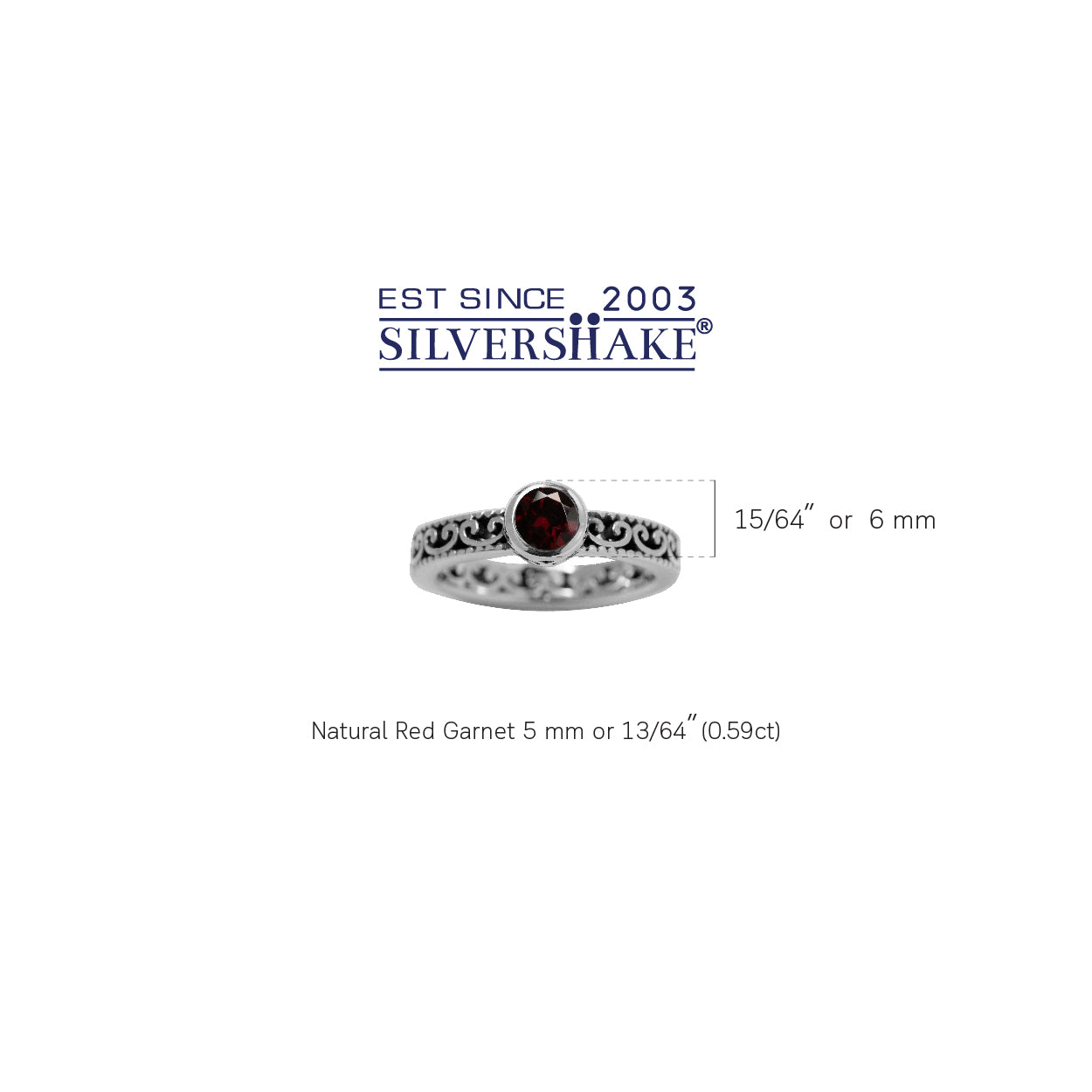 Natural Garnet 925 Sterling Silver Stack Stackable Filigree Ring - Silvershake-store