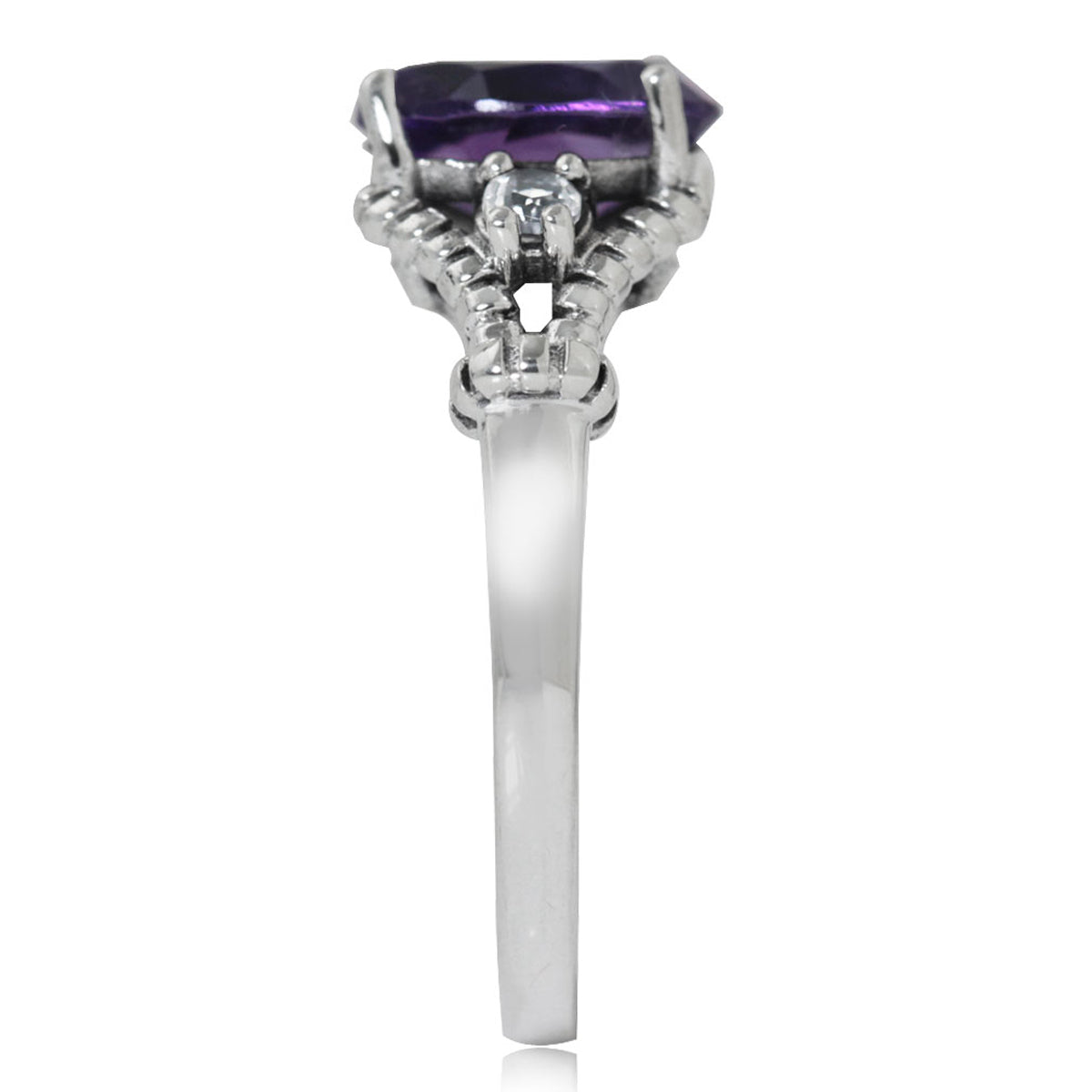1.63ct. Natural African Amethyst & White Topaz 925 Sterling Silver Cocktail Ring