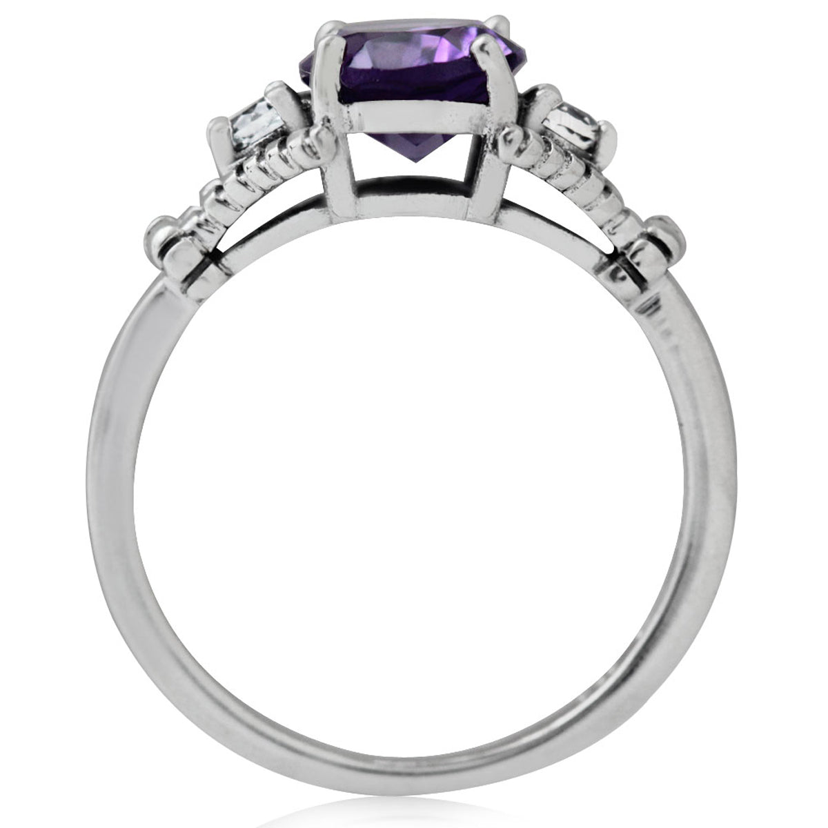 1.63ct. Natural African Amethyst & White Topaz 925 Sterling Silver Cocktail Ring