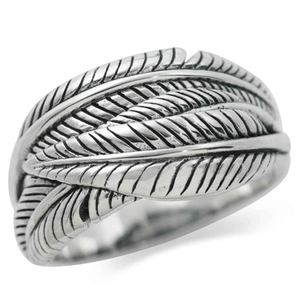 11MM Antique Finishing 925 Sterling Silver Banana Leaf Vintage Style Dome Ring