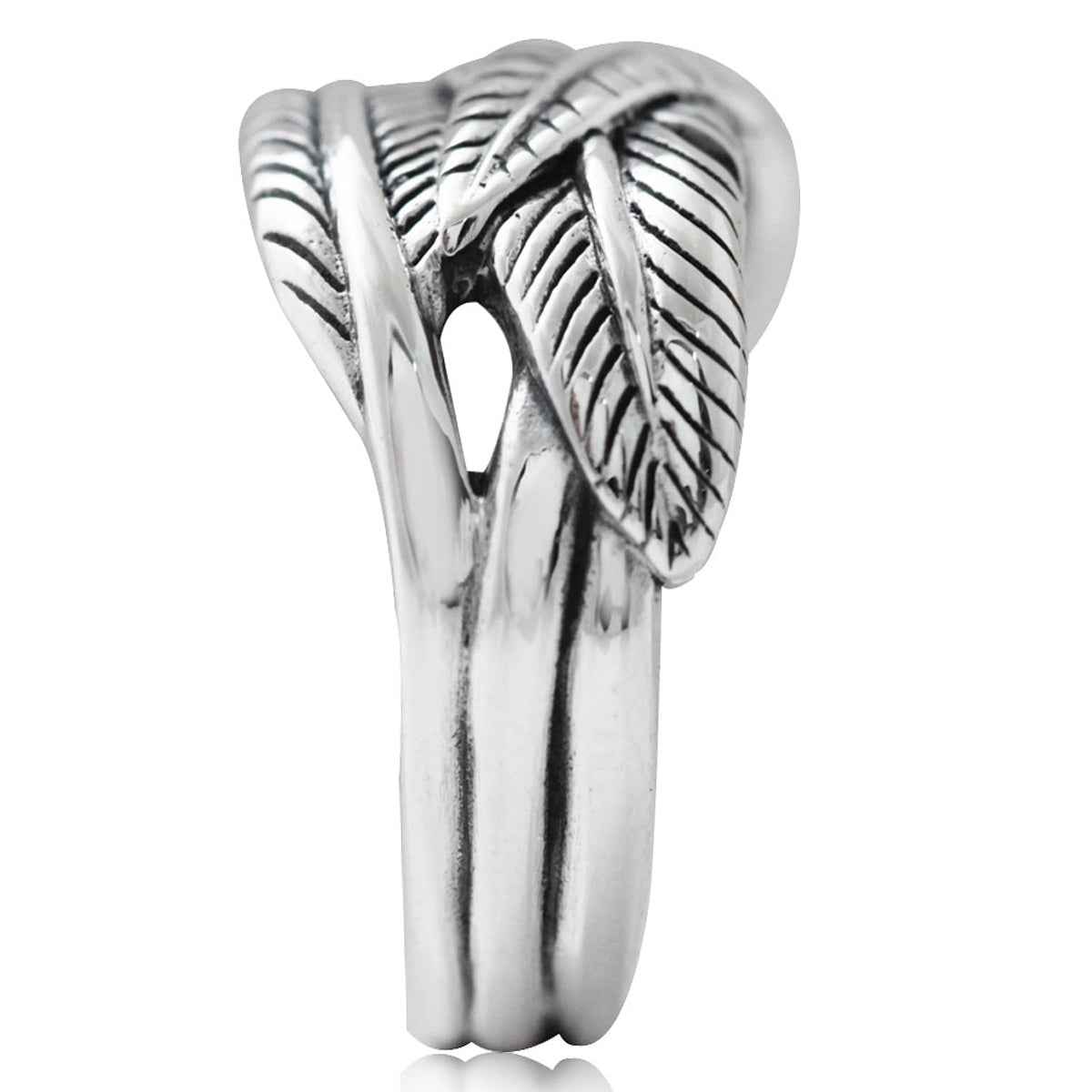 11MM Antique Finishing 925 Sterling Silver Banana Leaf Vintage Style Dome Ring