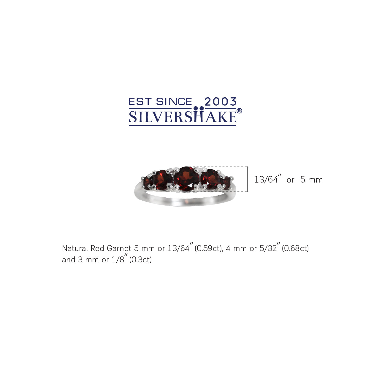 1.57ct. 5 Stone Natural Garnet White Gold Plated 925 Sterling Silver Ring - Silvershake-store