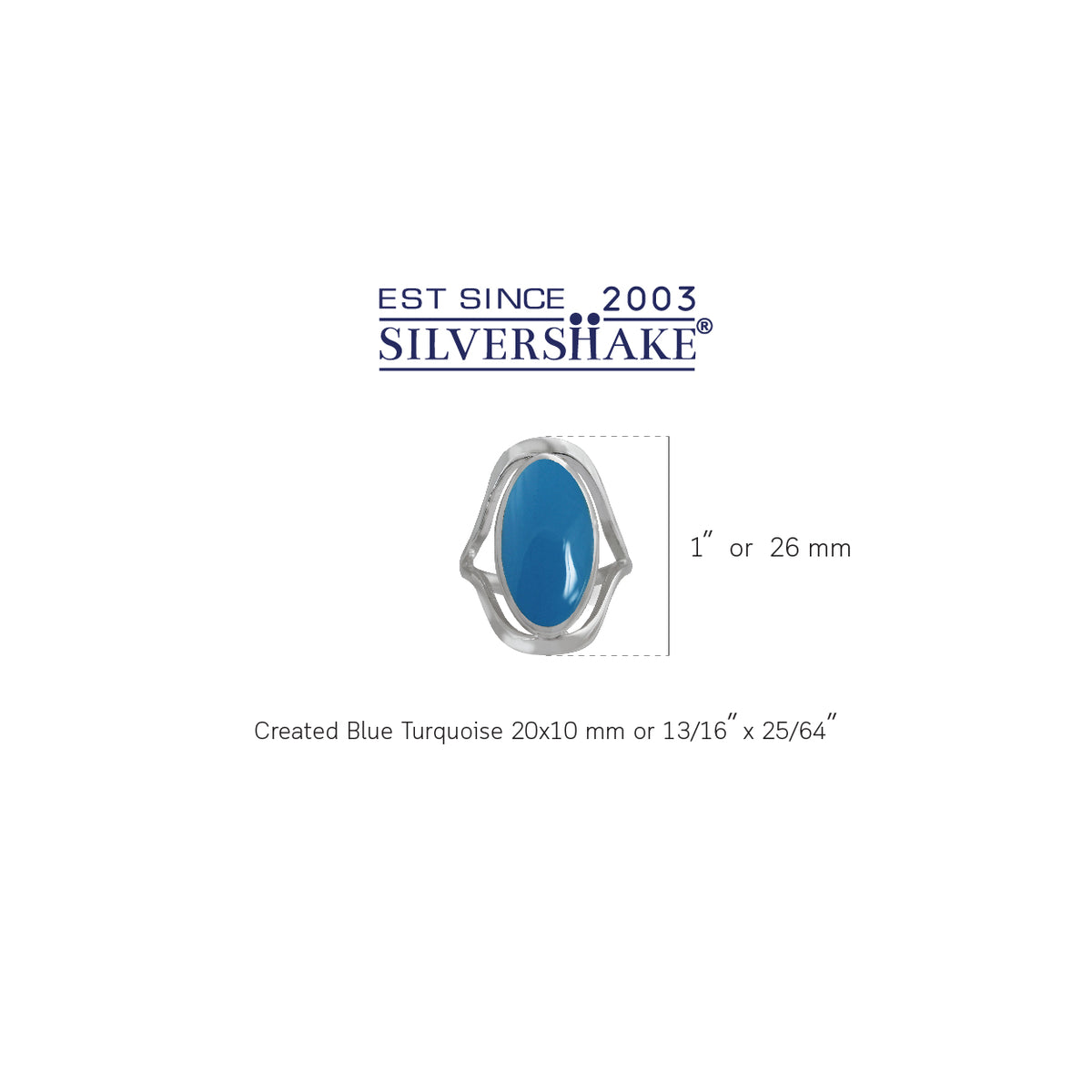 Created Blue Turquoise 925 Sterling Silver Simple Southwest Style Ring silvershake