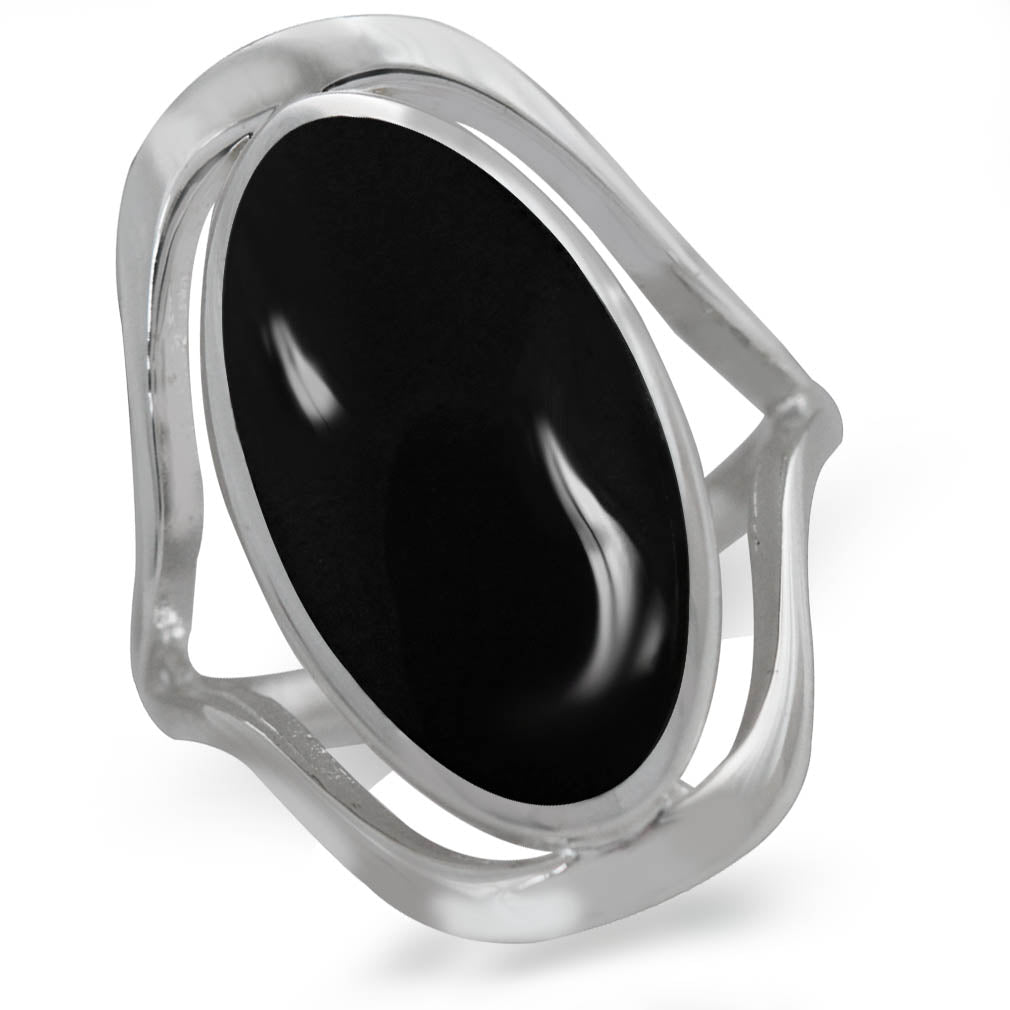 Created Black Onyx 925 Sterling Silver Simple Southwest Style Ring - Silvershake-store