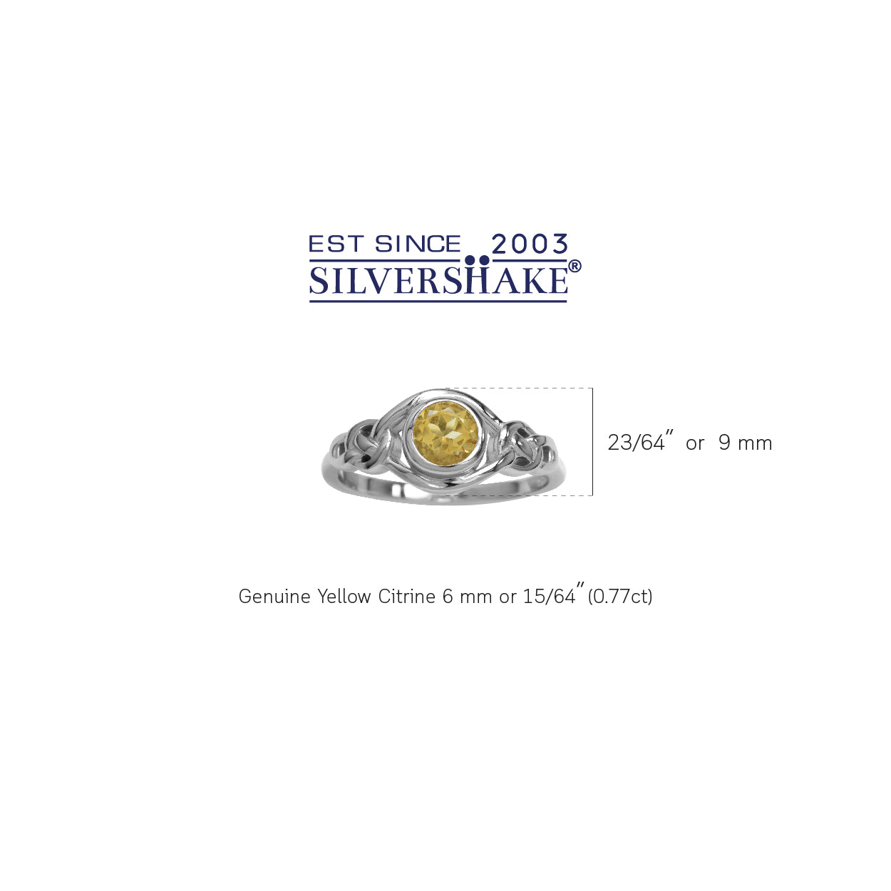 Genuine Citrine White Gold Plated 925 Sterling Silver Celtic Knot Ring - Silvershake-store