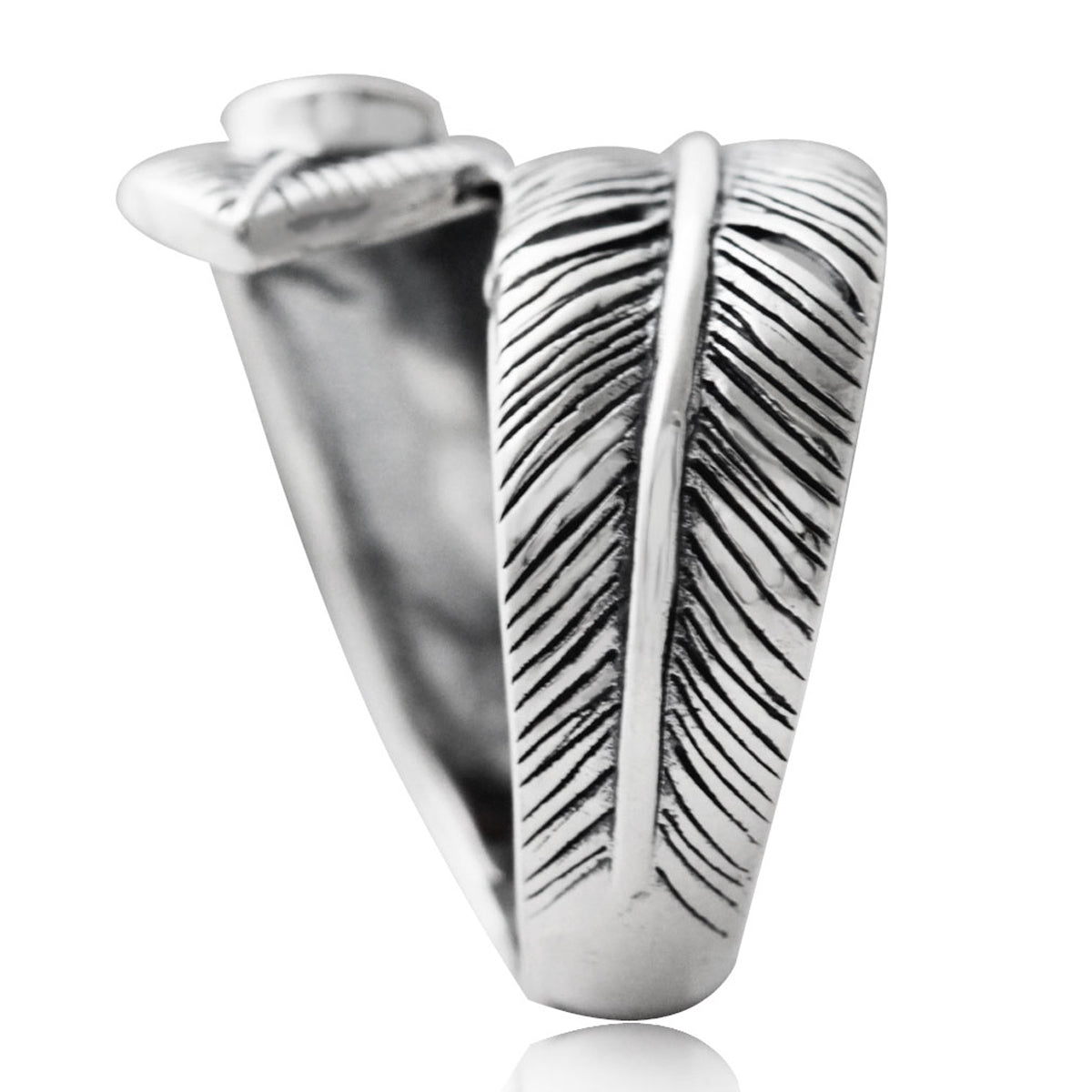 Natural Garnet 925 Sterling Silver Bypass Feather Ring