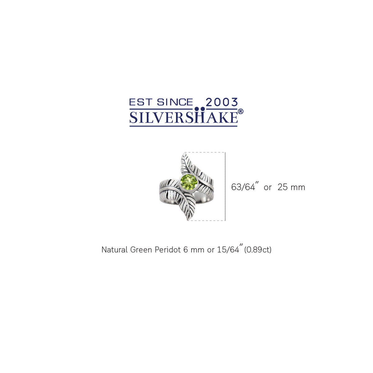 Natural Peridot 925 Sterling Silver Bypass BANANA LEAF Ring silvershake