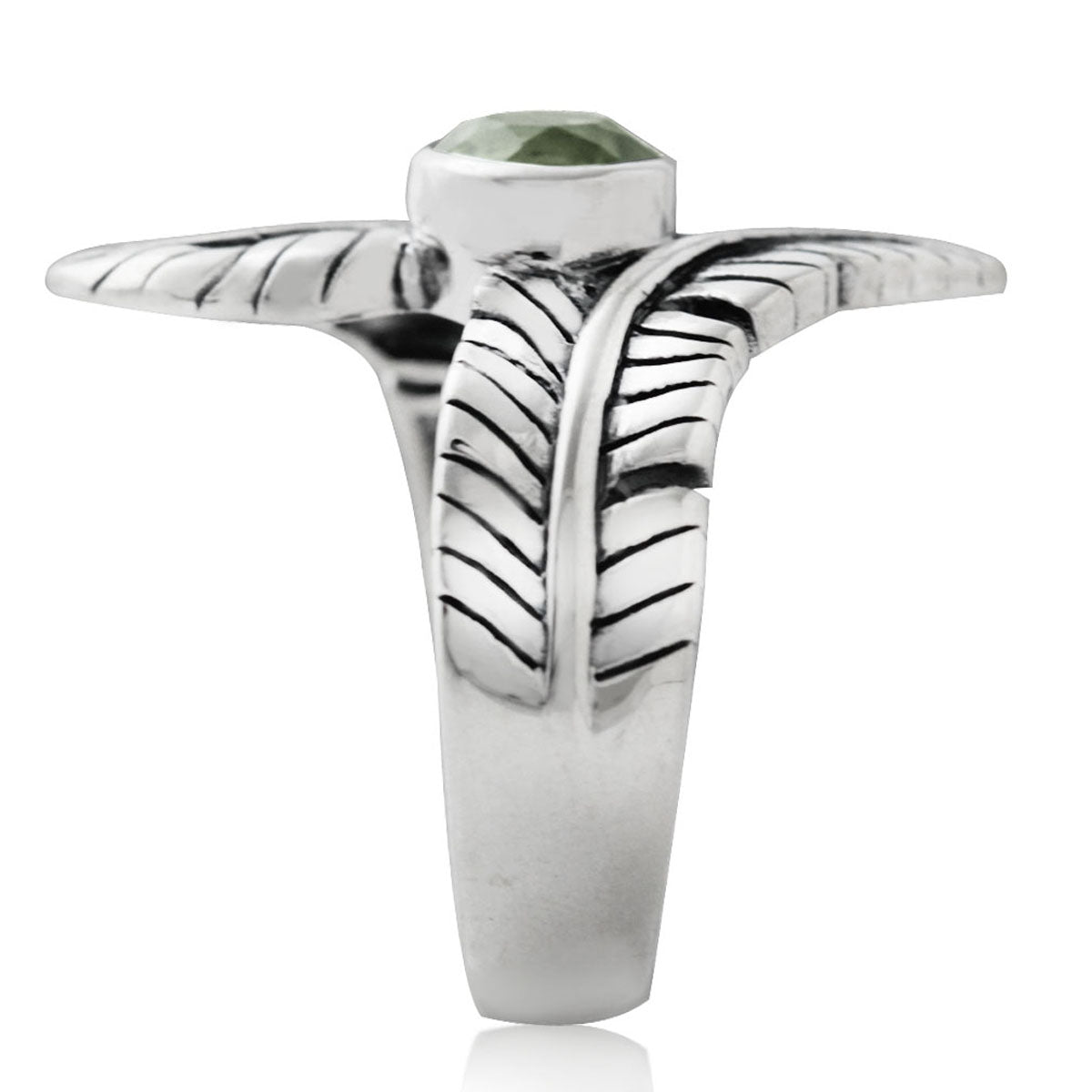 Natural Peridot 925 Sterling Silver Bypass BANANA LEAF Ring silvershake