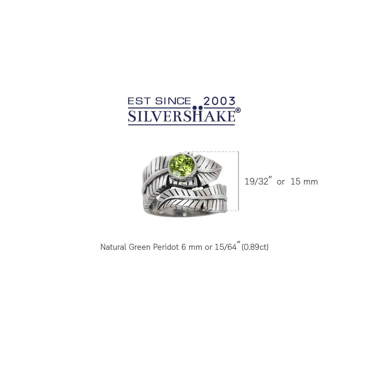 Natural Peridot 925 Sterling Silver Bypass BANANA LEAF Ring