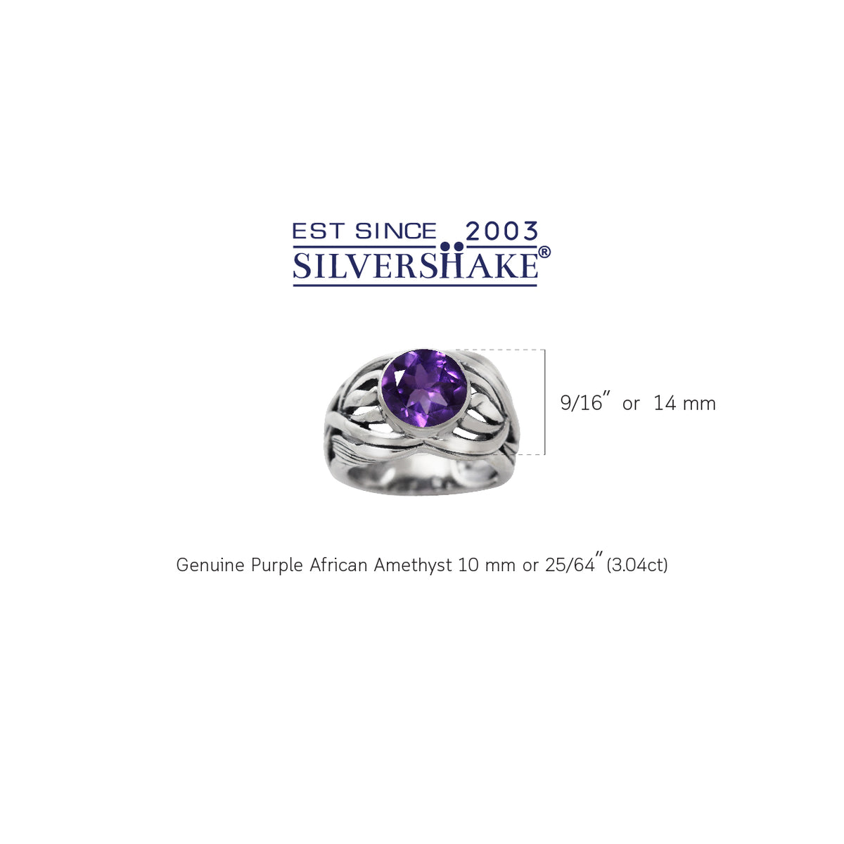 3.04ct. Natural African Amethyst 925 Sterling Silver Filigree Leaf&Vine Bold Ring silvershake