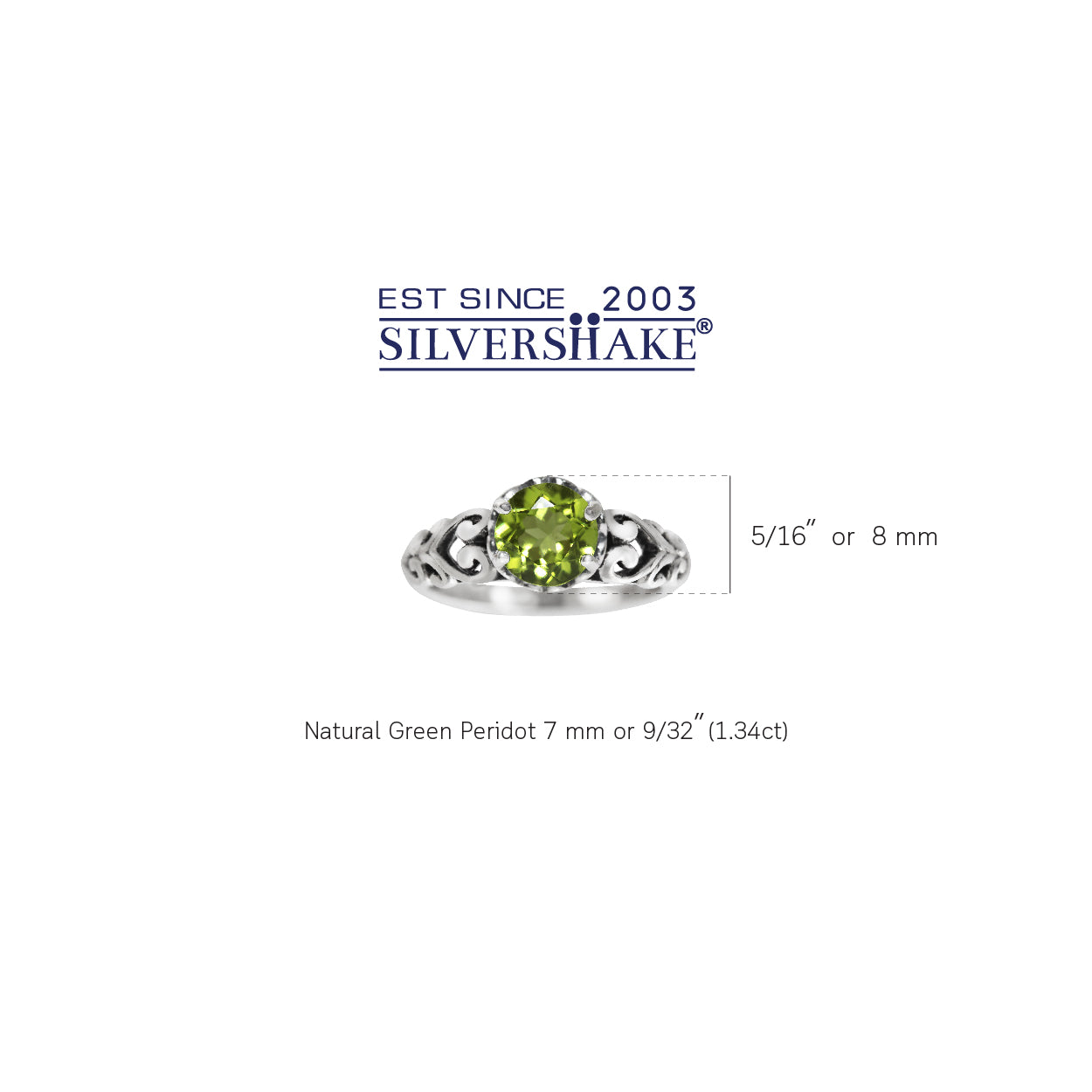1.34ct. Natural Peridot 925 Sterling Silver Victorian Style Solitaire Ring