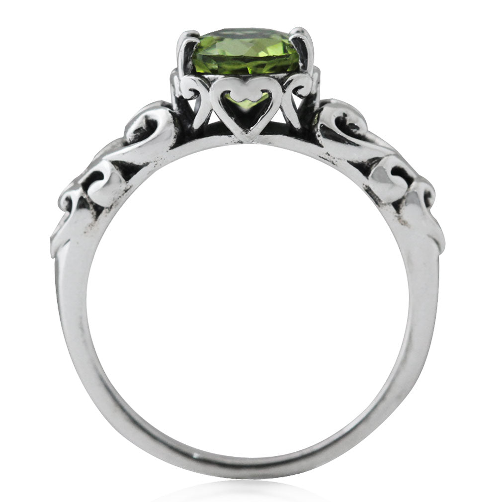 1.34ct. Natural Peridot 925 Sterling Silver Victorian Style Solitaire Ring