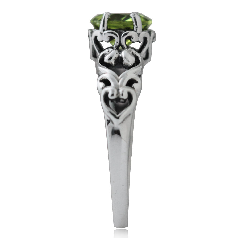 1.34ct. Natural Peridot 925 Sterling Silver Victorian Style Solitaire Ring