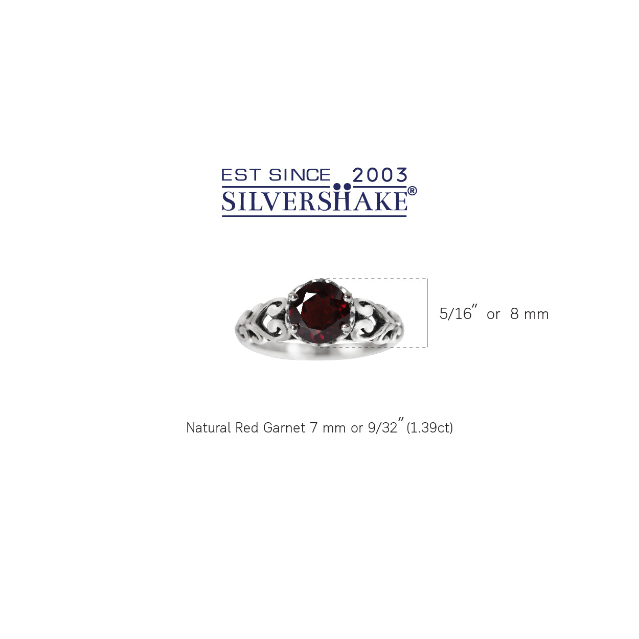 1.39ct. Natural Garnet 925 Sterling Silver Victorian Style Solitaire Ring