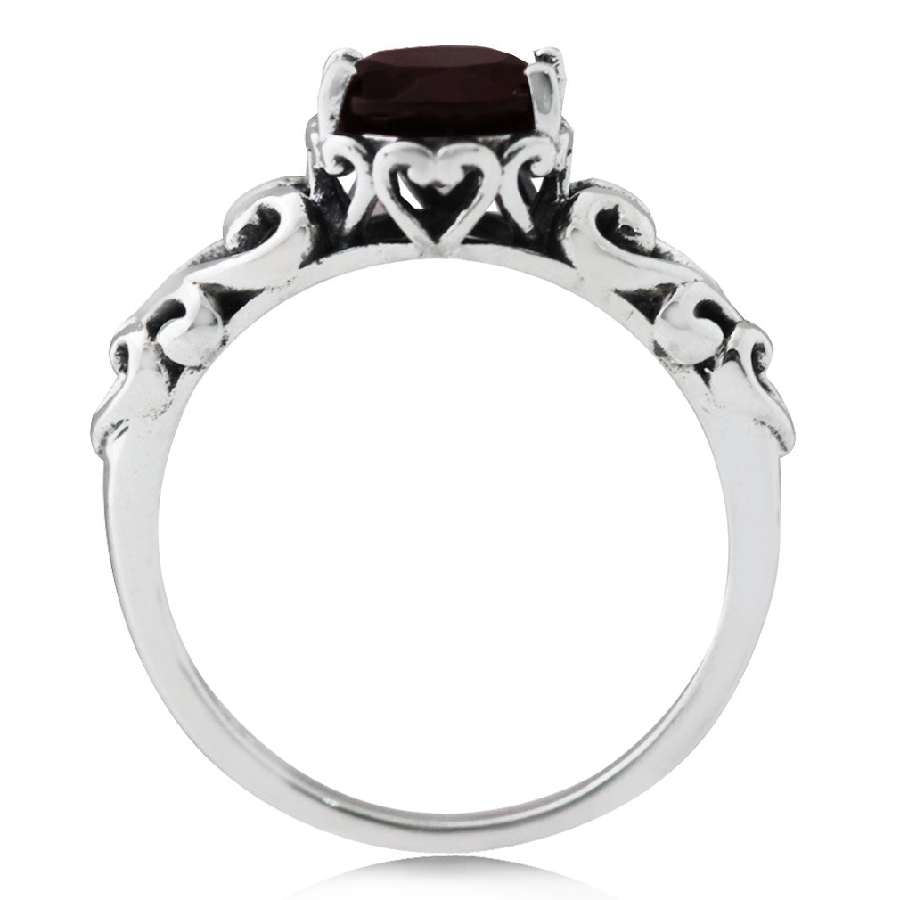 1.39ct. Natural Garnet 925 Sterling Silver Victorian Style Solitaire Ring