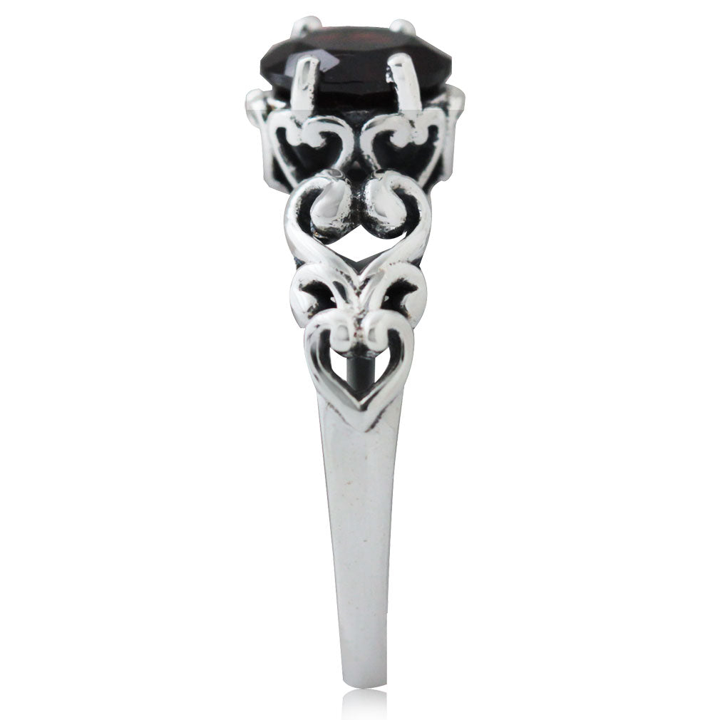 1.39ct. Natural Garnet 925 Sterling Silver Victorian Style Solitaire Ring