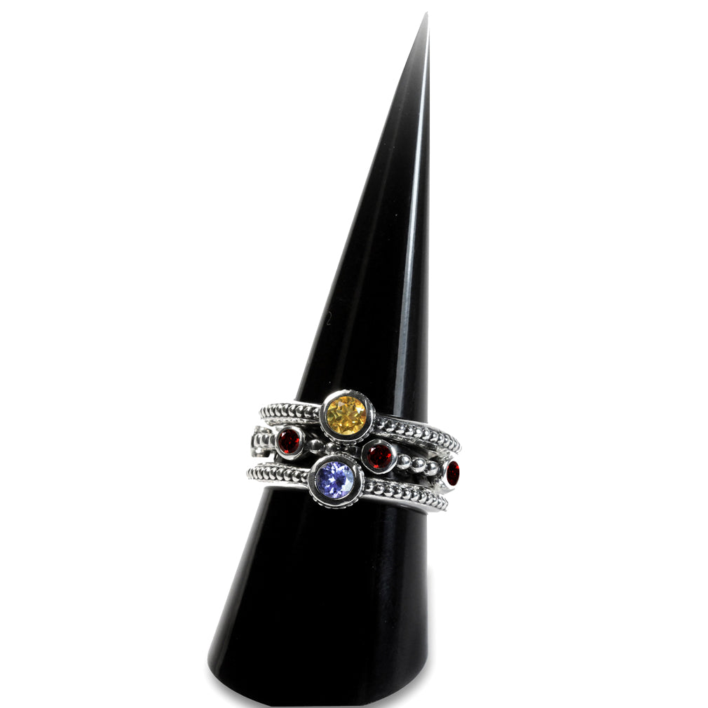 Natural Garnet 925 Sterling Silver Stack Stackable Ring - Silvershake-store
