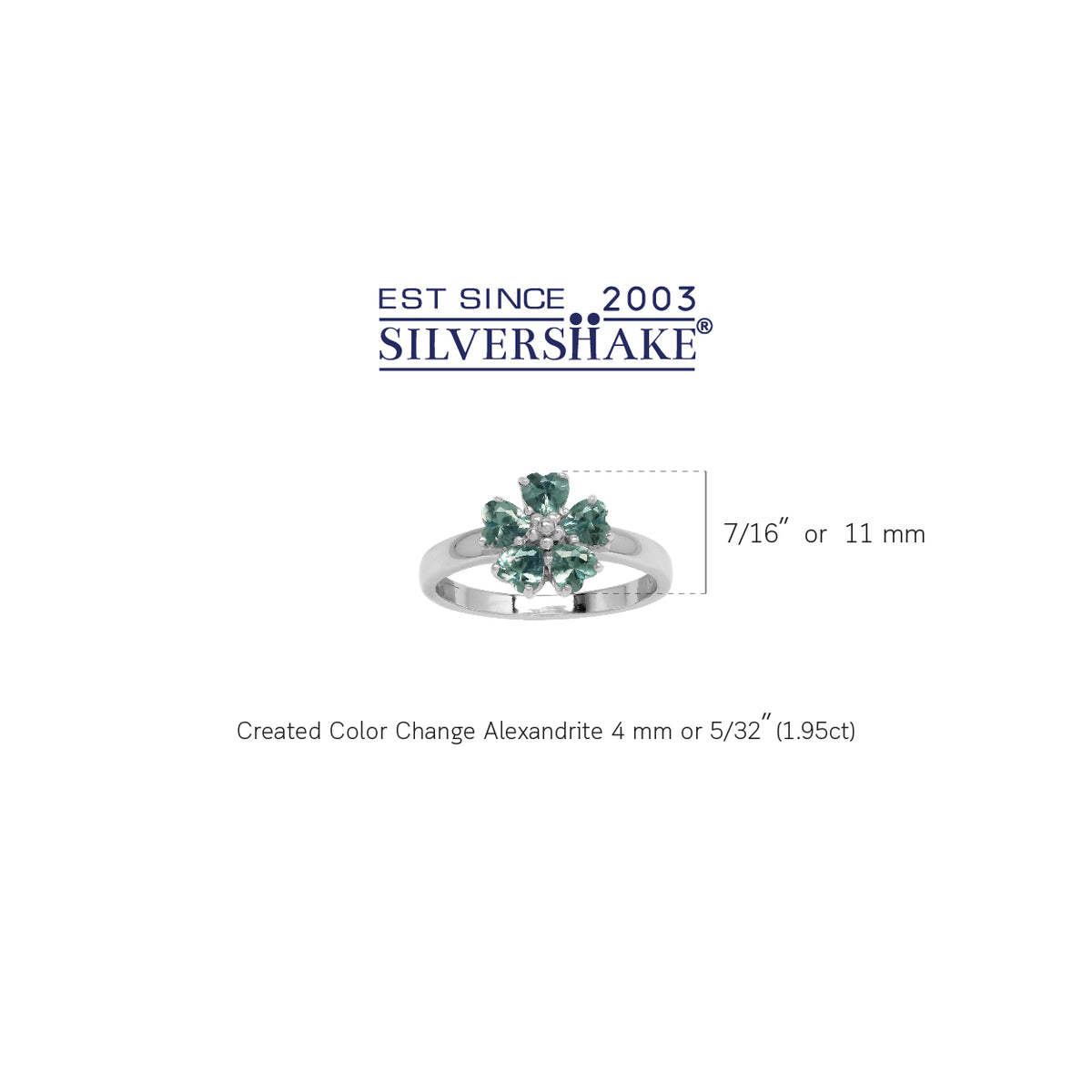 Simulated Color Change Alexandrite 925 Sterling Silver Heart Flower Ring silvershake