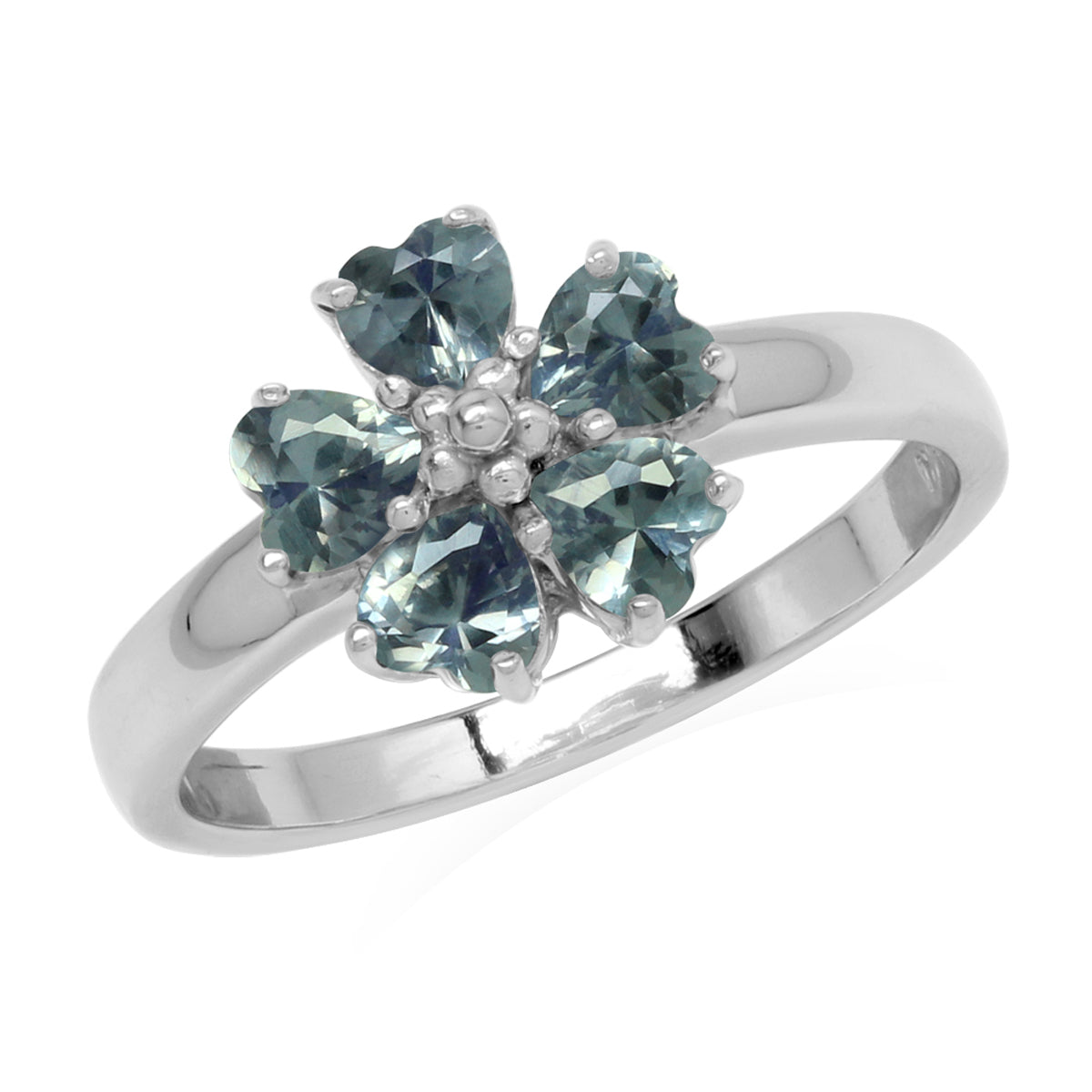 Simulated Color Change Alexandrite 925 Sterling Silver Heart Flower Ring silvershake