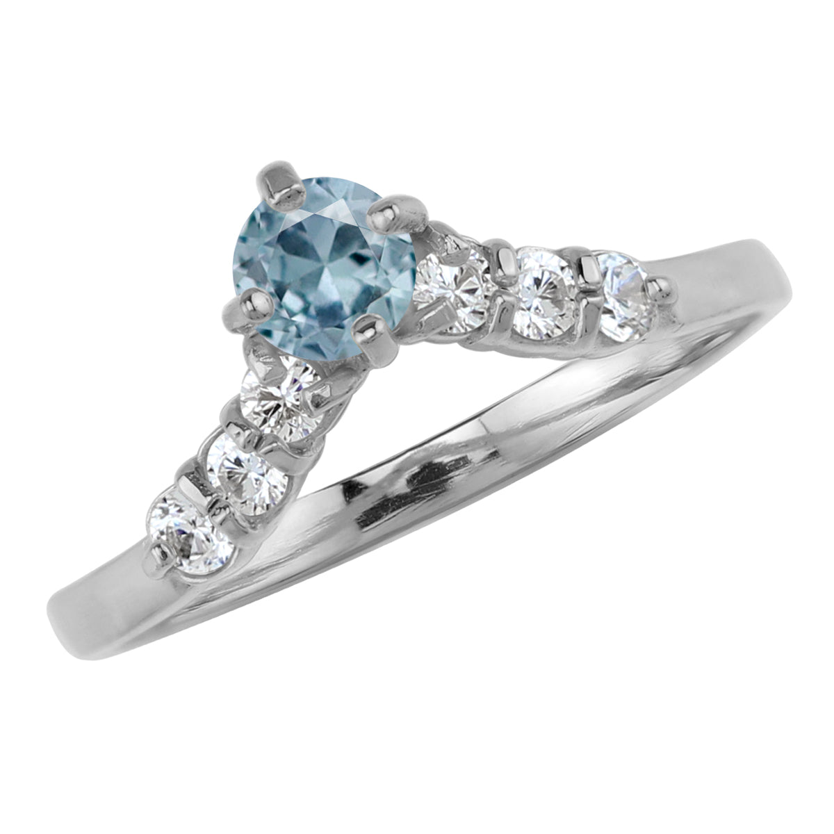 Created Color Change Alexandrite and White Cubic Zirconia 925 Sterling Silver V Shape Ring - Silvershake-store
