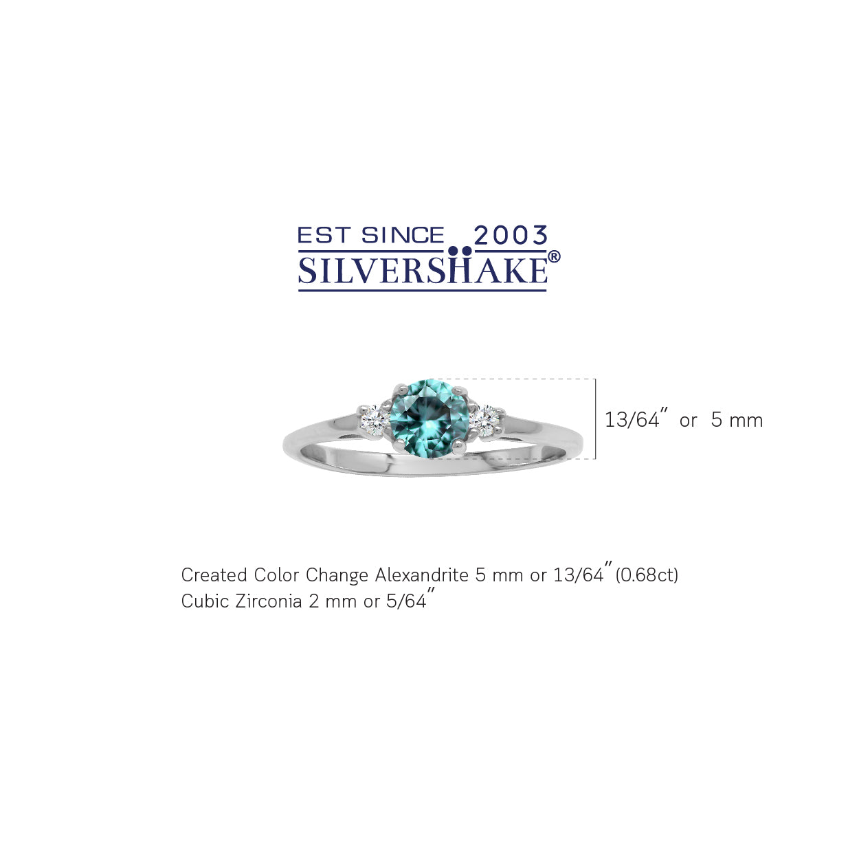 Petite Created Color Change Alexandrite and White Cubic Zirconia 925 Sterling Silver Promise Ring - Silvershake-store