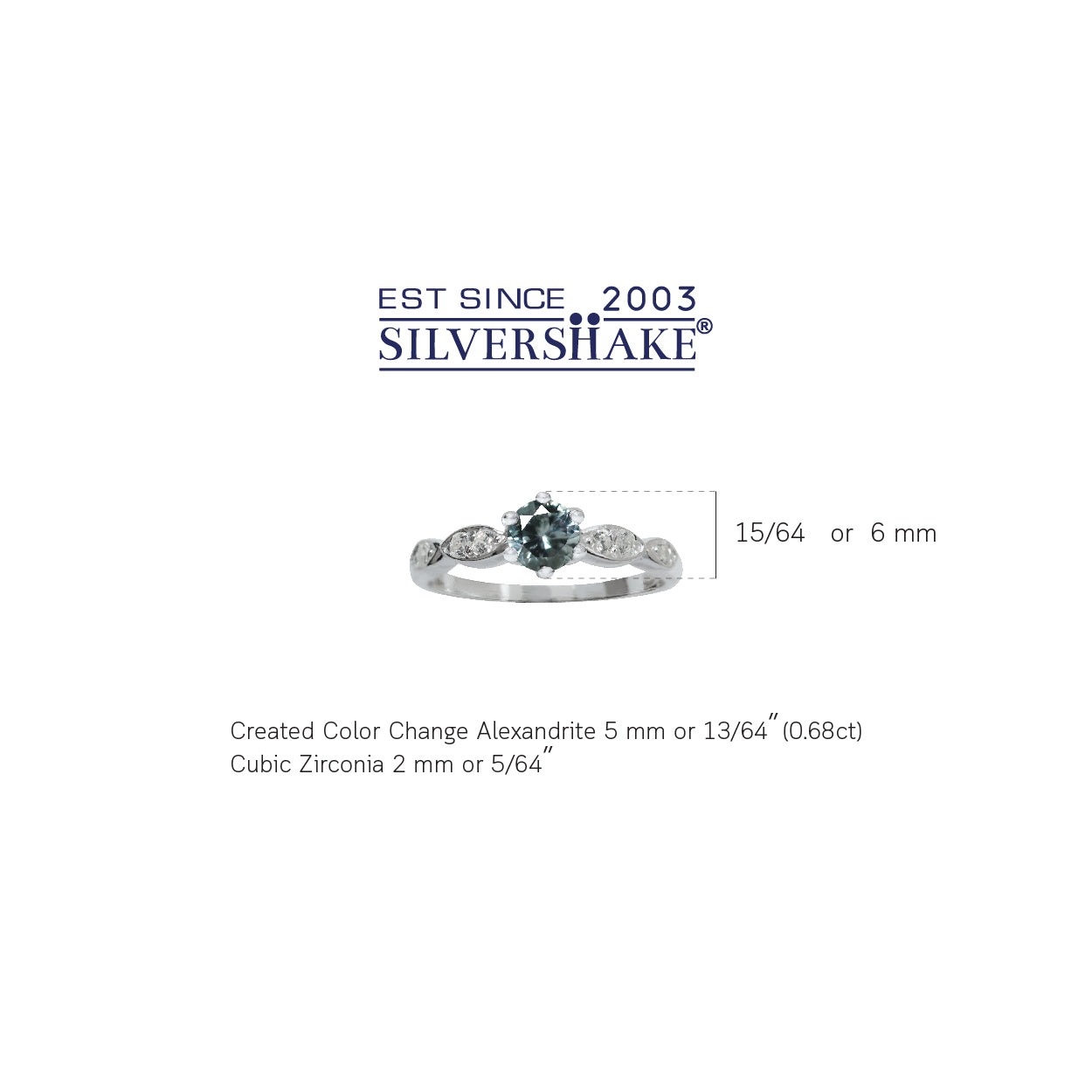 Simulated Color Chang Alexandrite and White Cubic Zirconia 925 Sterling Silver Engagement Ring - Silvershake-store